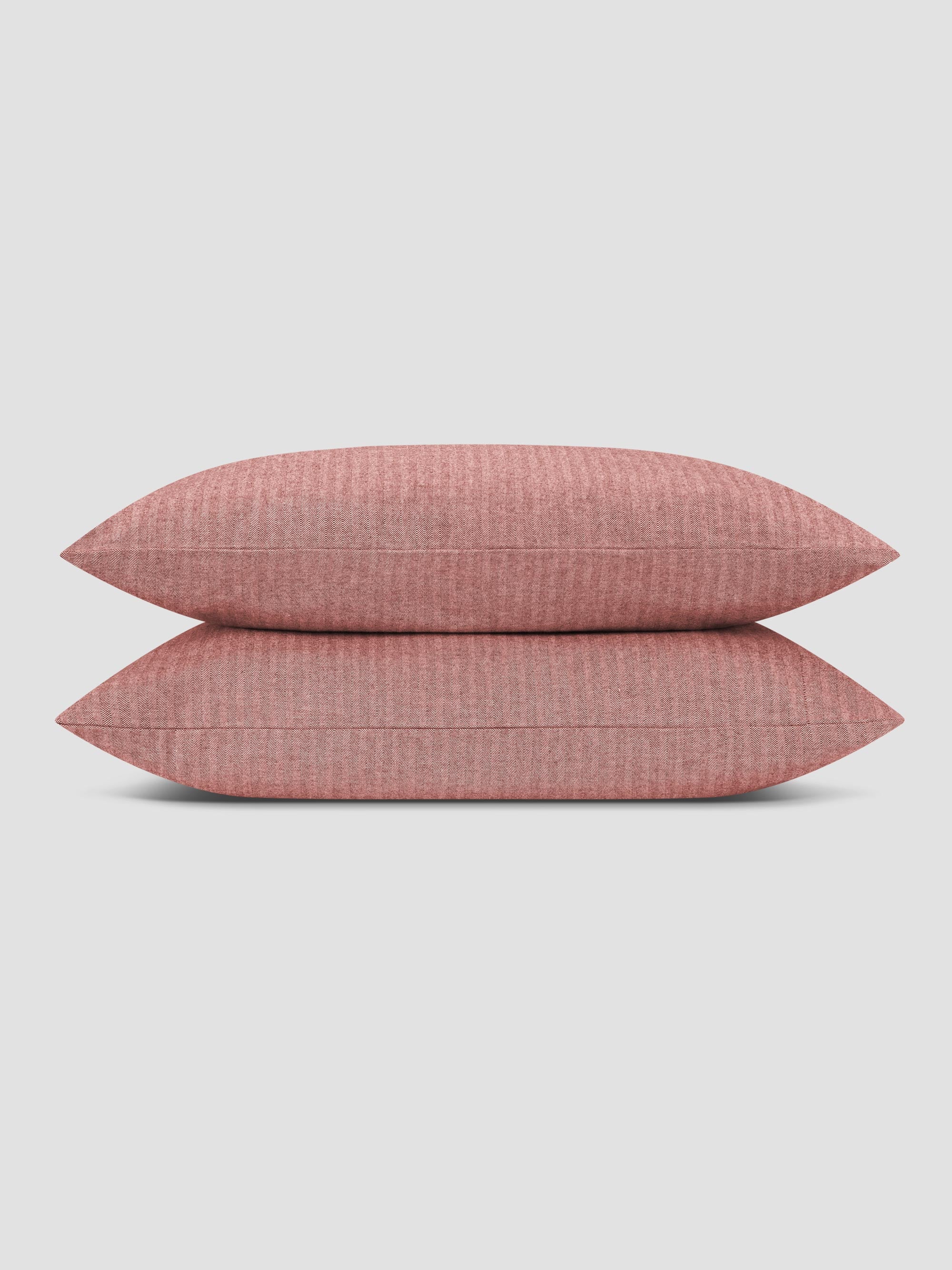 Auburn Red Herringbone Flannel Cotton Pillowcases (Pair) - Image 2