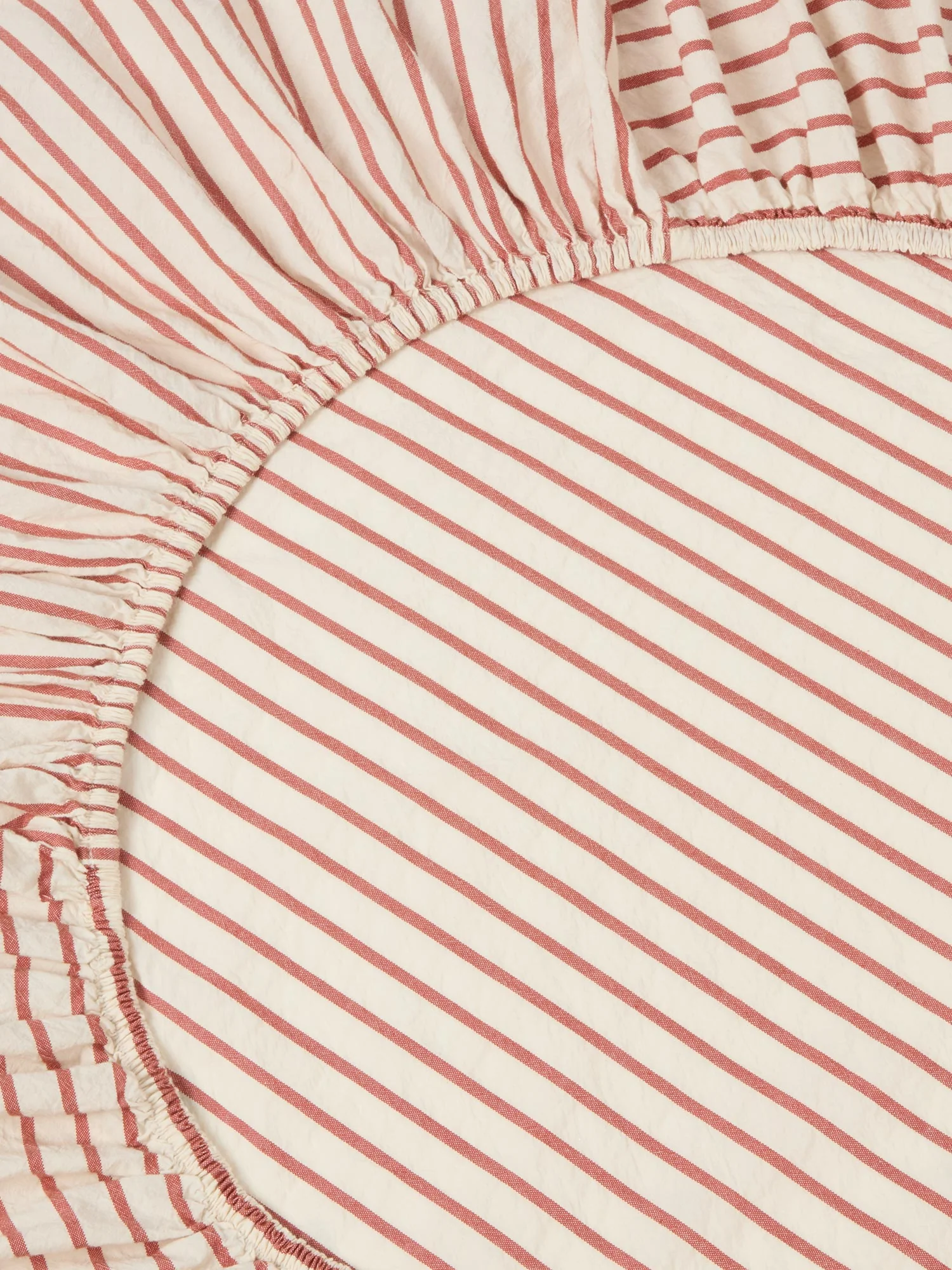 Auburn Red Texture Stripe Cotton Kids Fitted Sheet