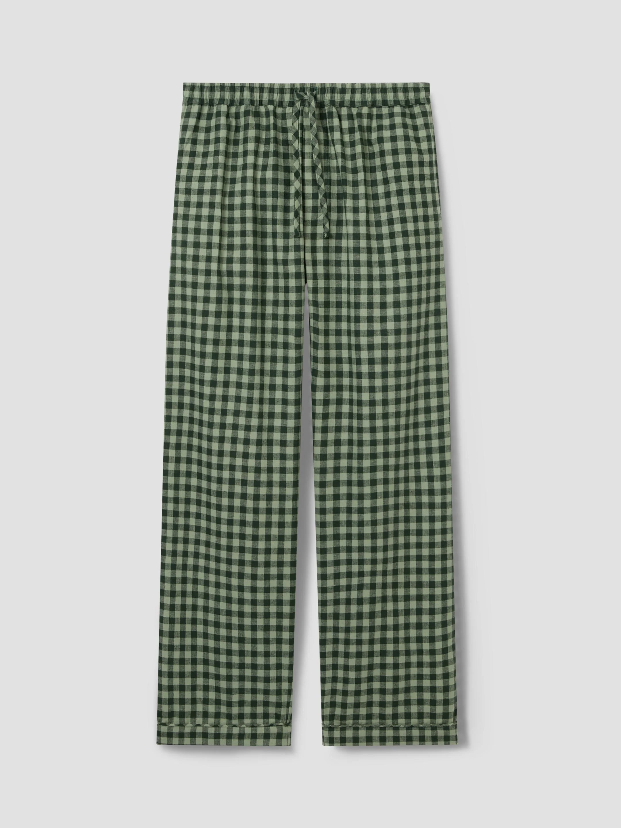 Bay Green & Fern Gingham Linen Blend Pants
