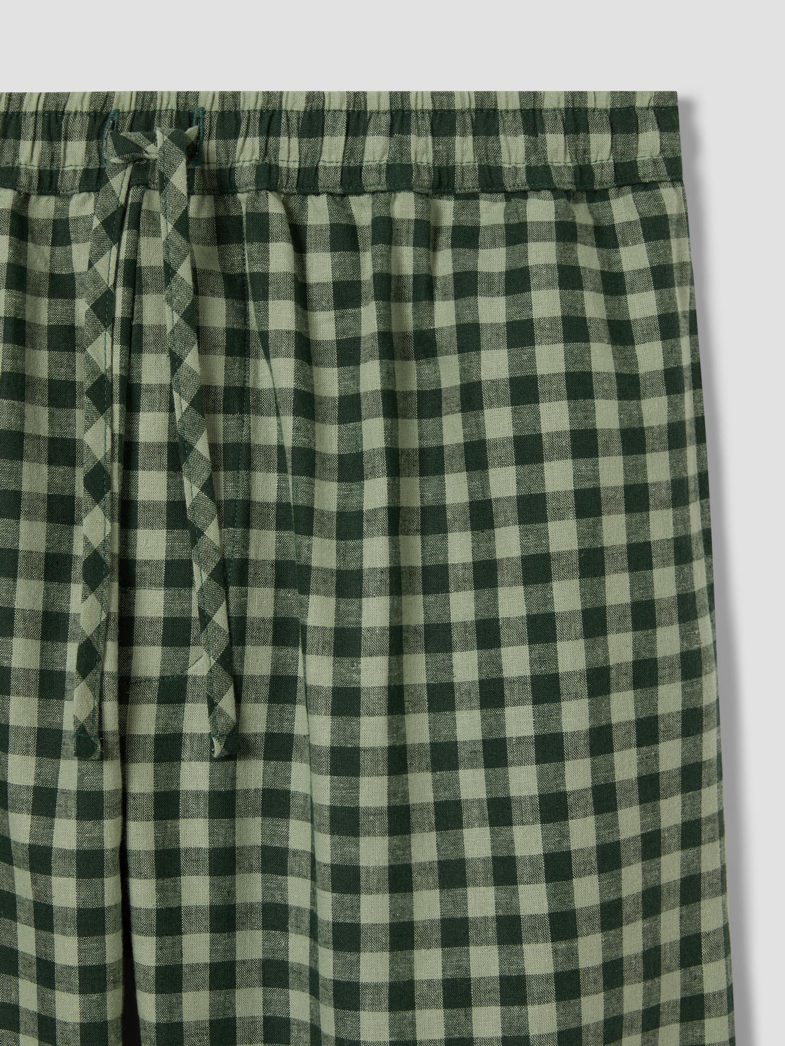 Bay Green & Fern Gingham Linen Blend Pants - Image 2