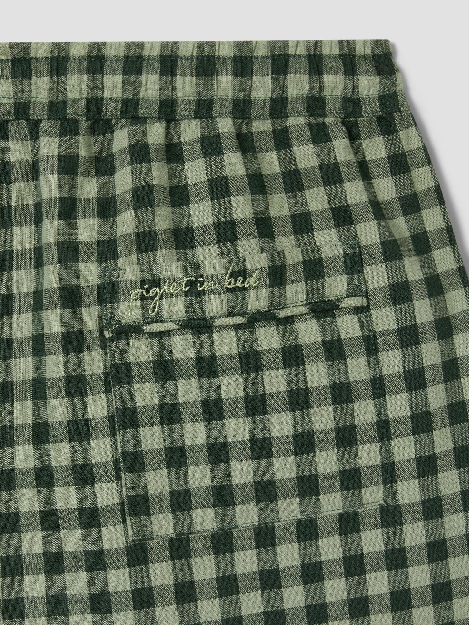 Bay Green & Fern Gingham Linen Blend Pants - Image 3