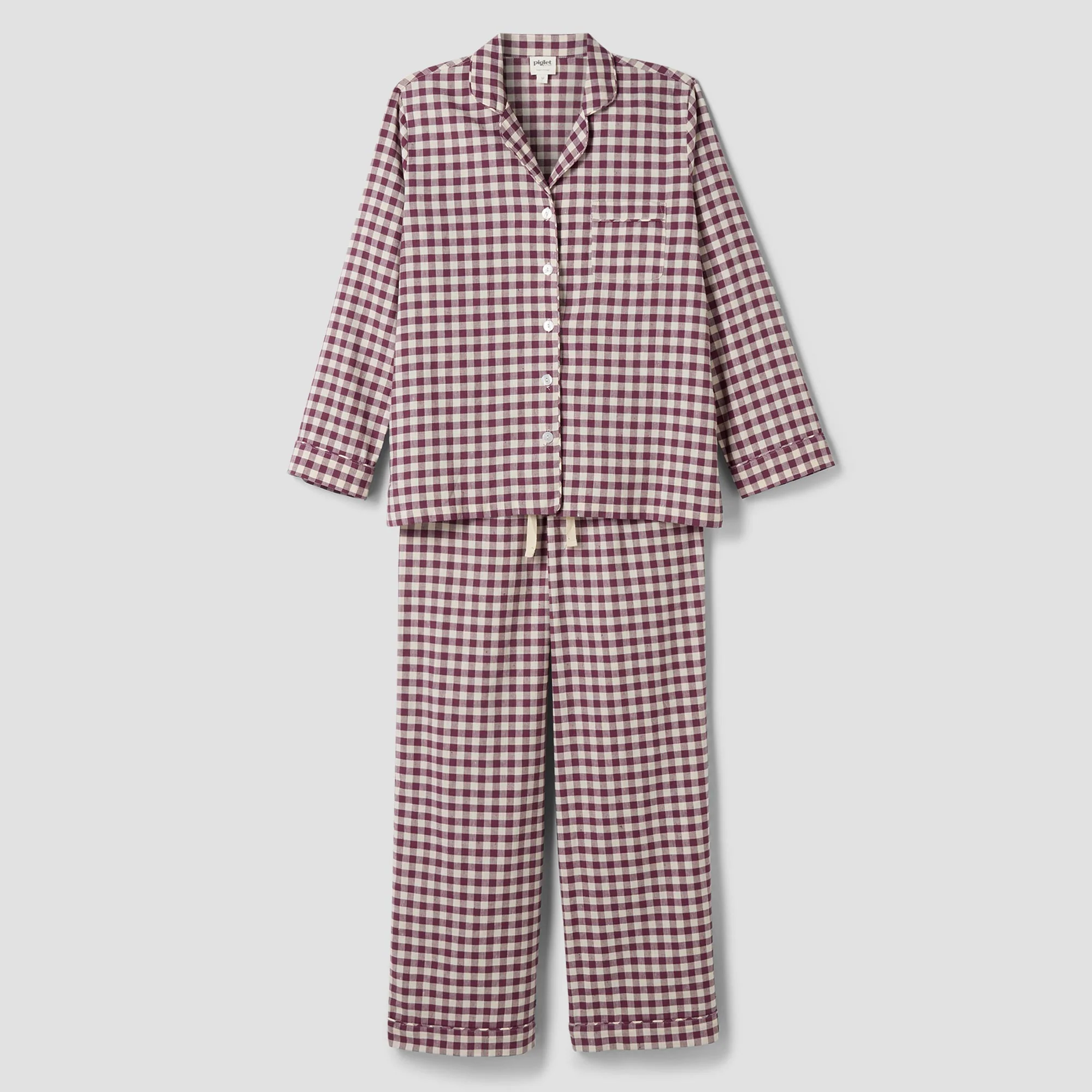 Berry Gingham Linen Blend Pajama Pants Set - Image 4