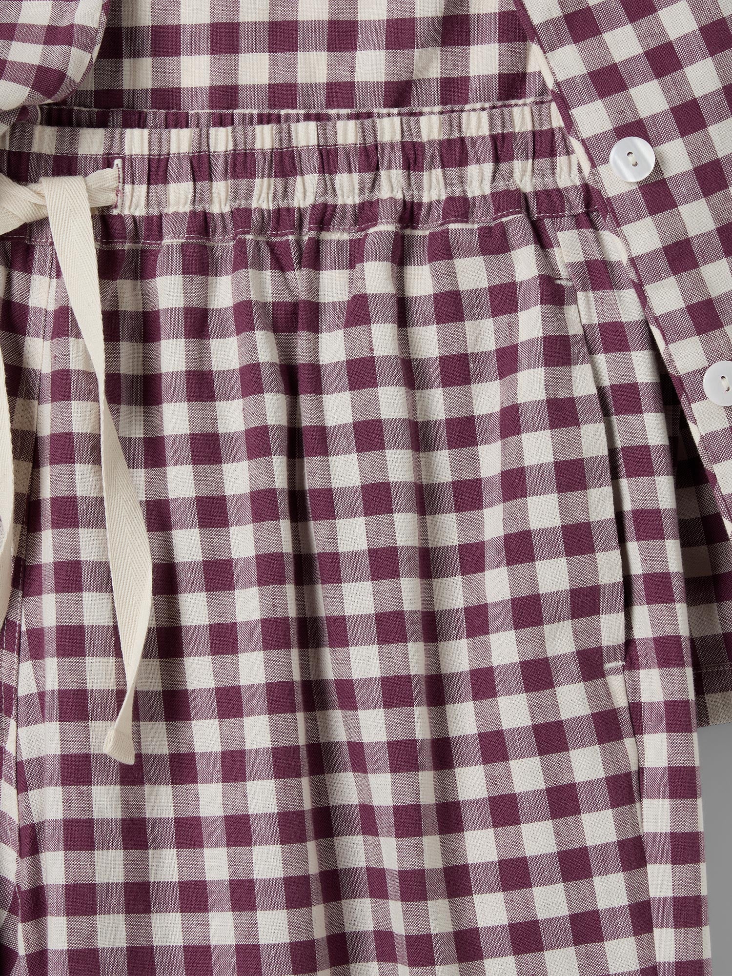 Berry Gingham Linen Blend Pajama Pants Set - Image 6