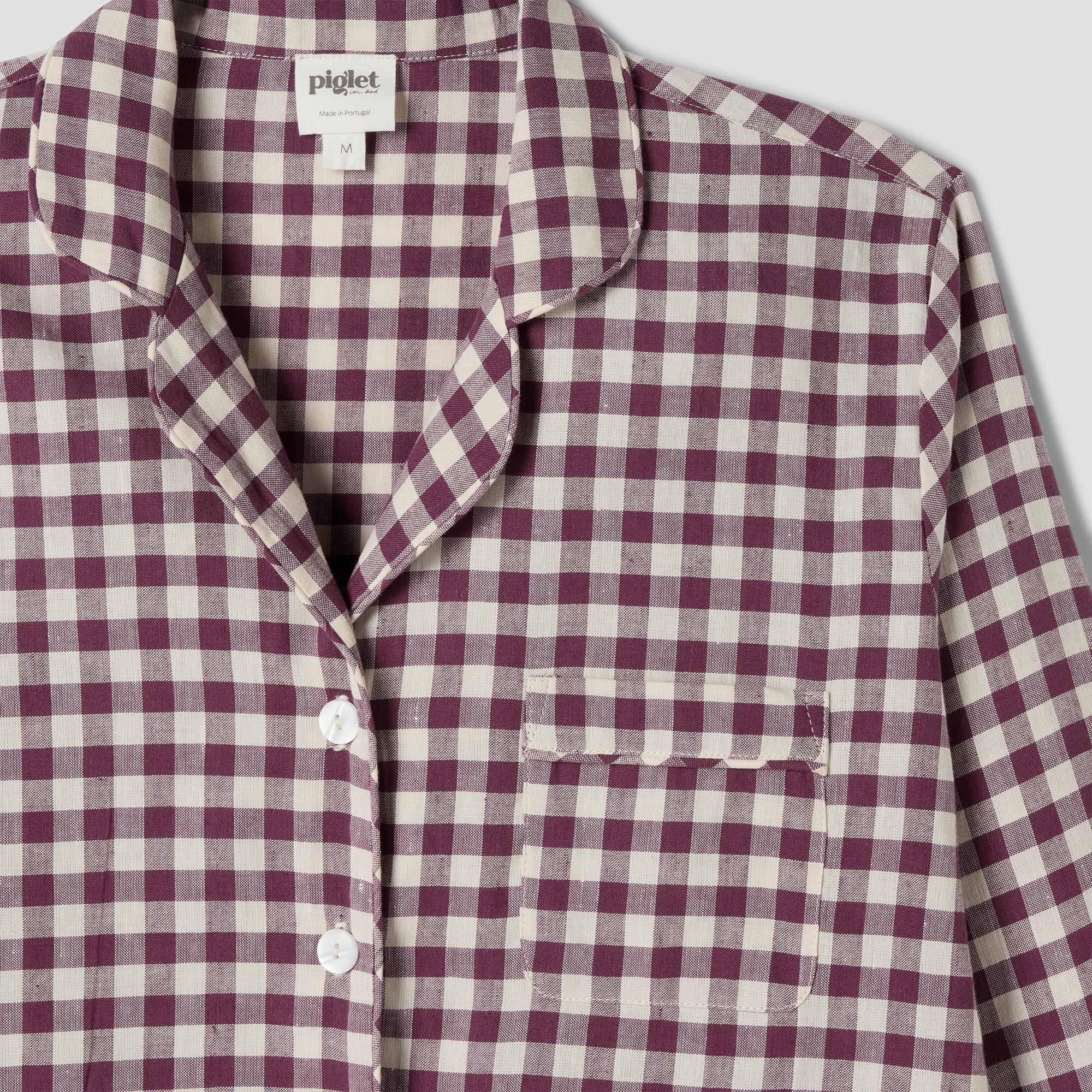 Berry Gingham Linen Blend Pajama Short Set - Image 5