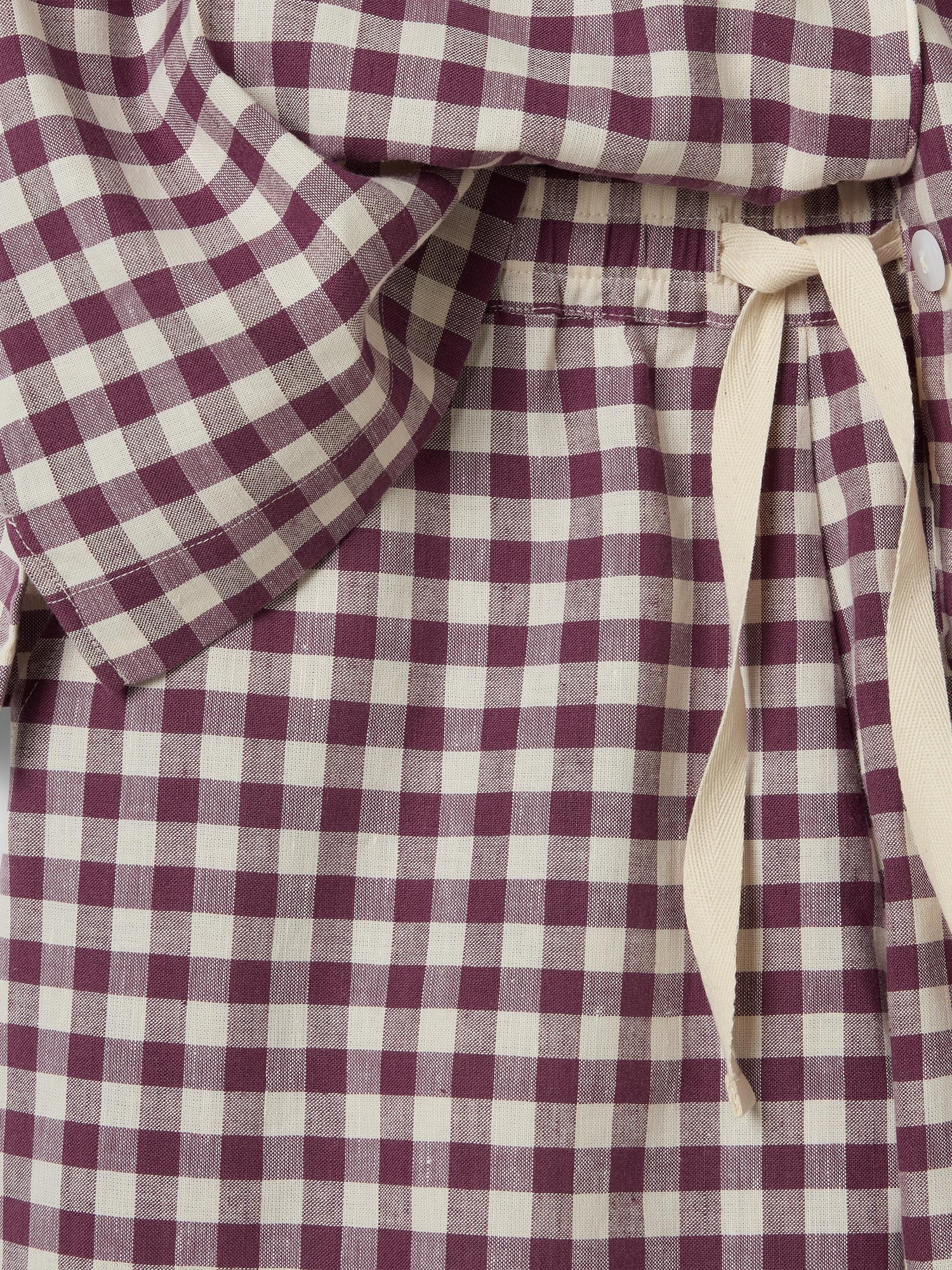 Berry Gingham Linen Blend Pajama Short Set - Image 6