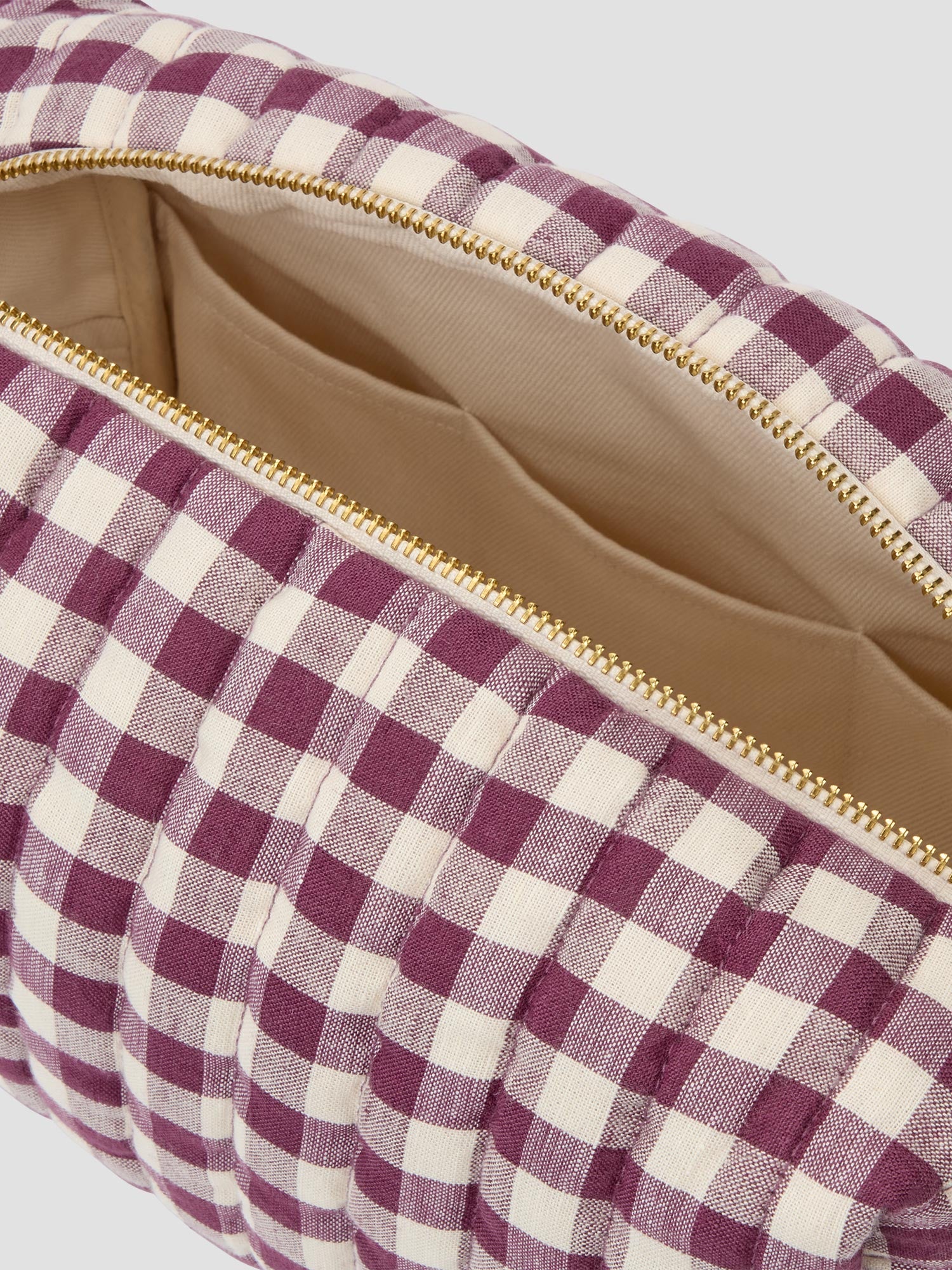 Berry Gingham Linen Blend Wash Bag - Image 2