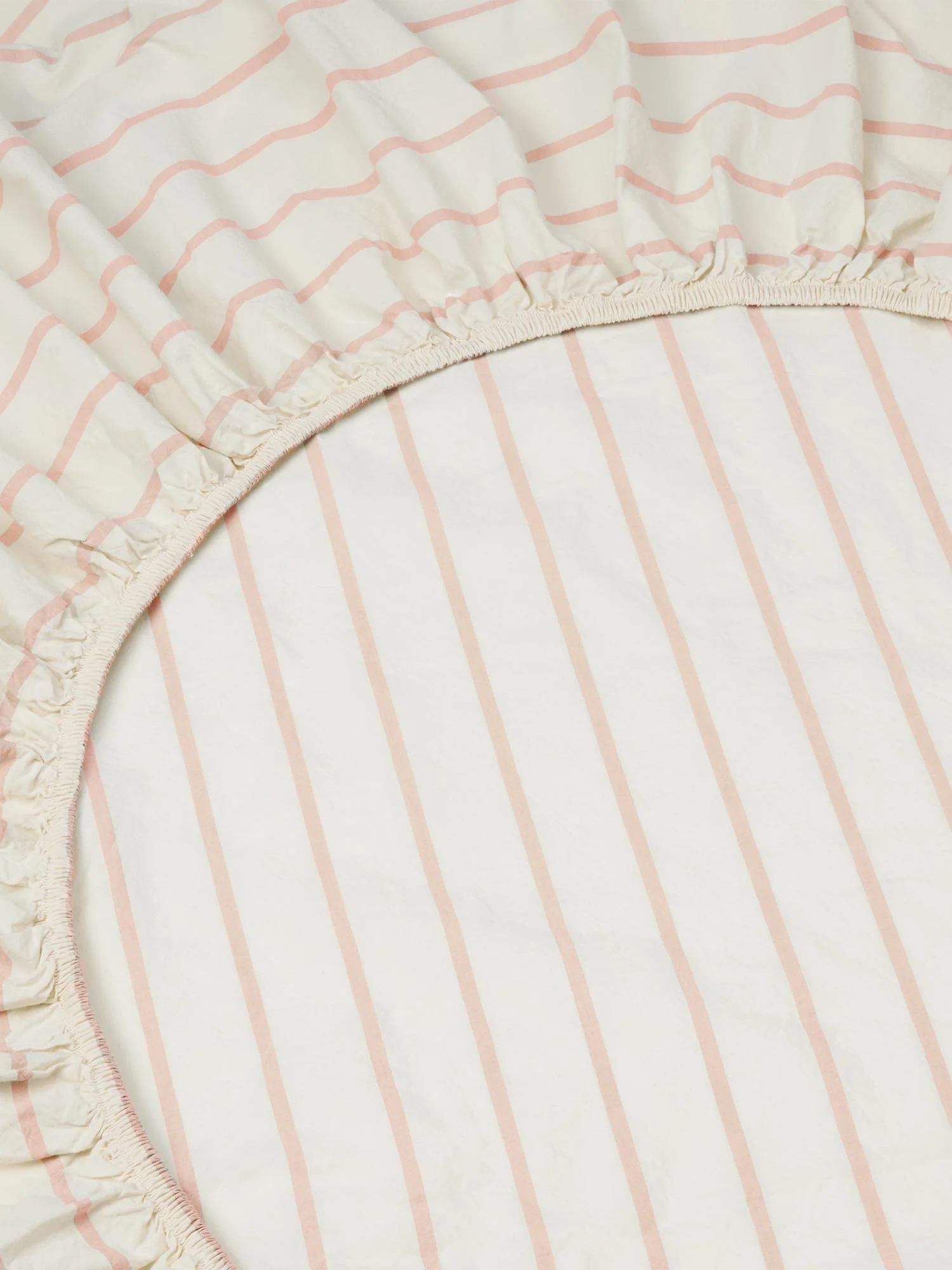 Blush Pink Slumber Stripe Cotton Fitted Sheet