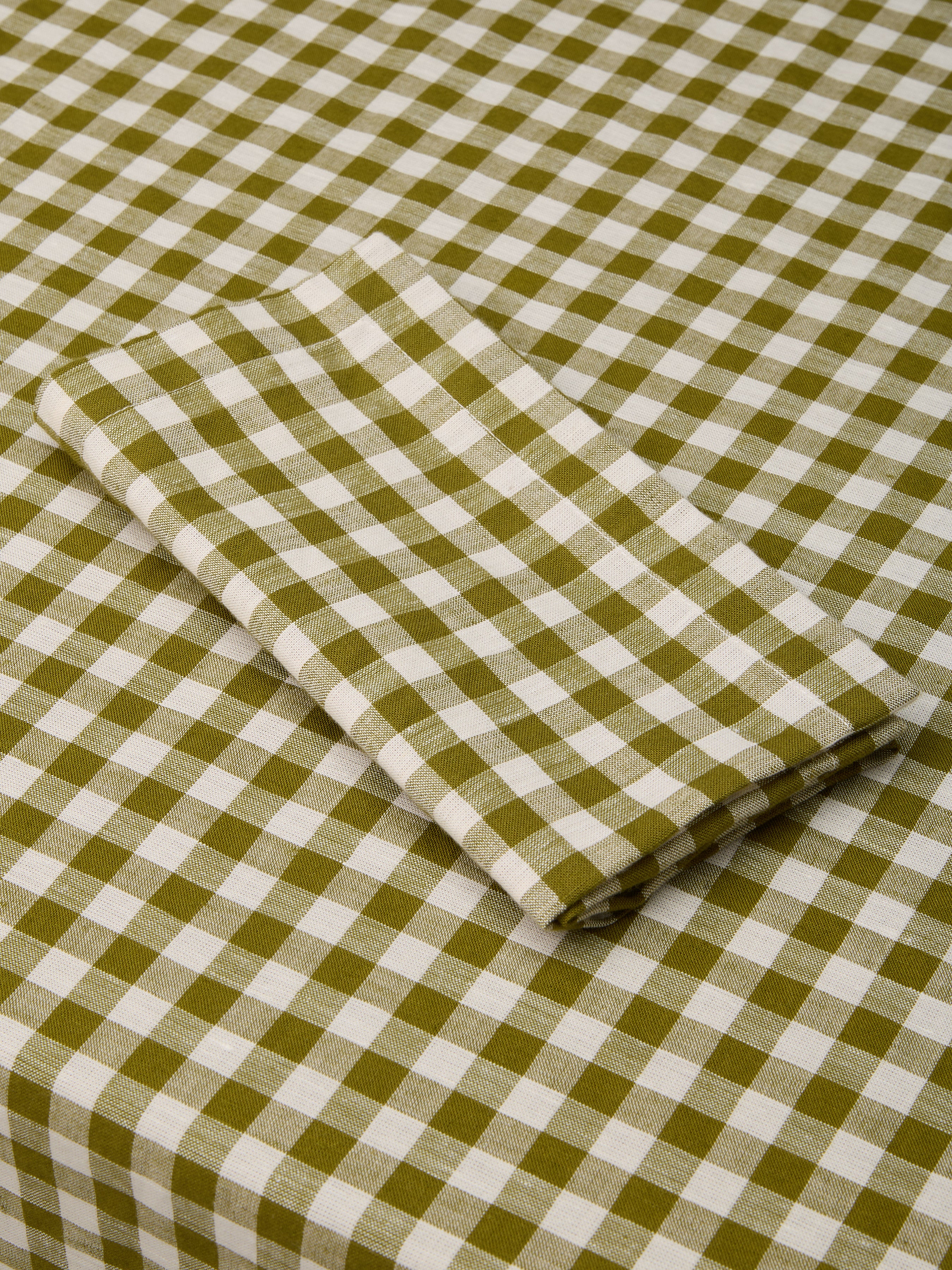 Botanical Green Gingham Linen Blend Napkins Set of 4 - Image 3