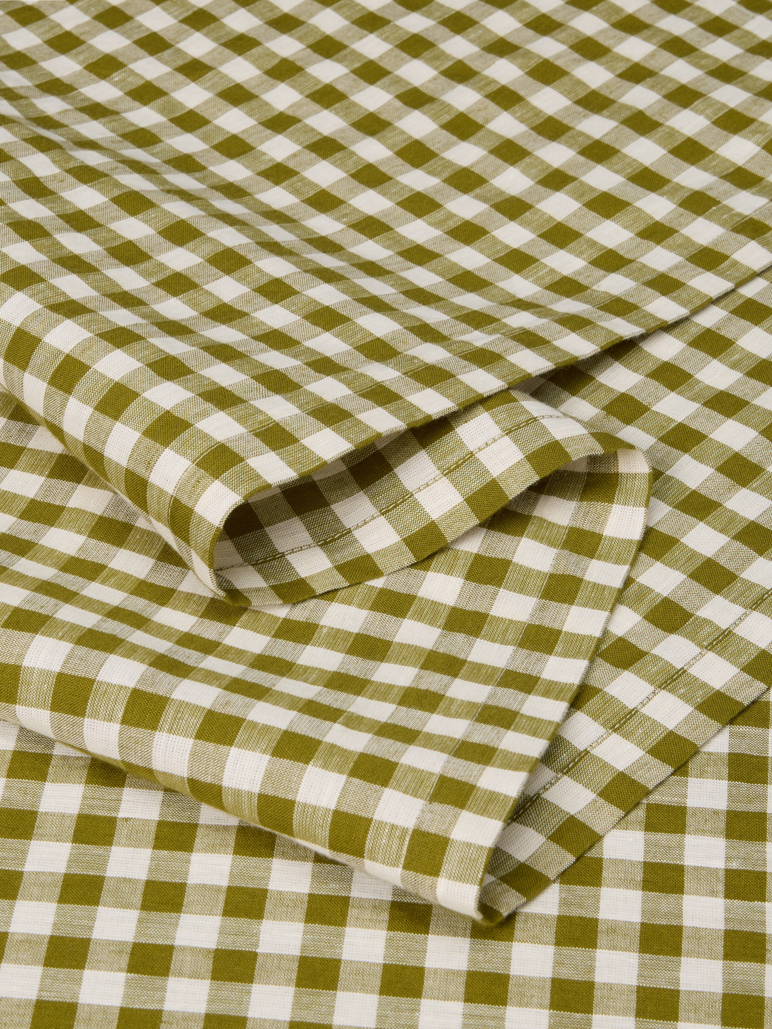 Botanical Green Gingham Linen Blend Table Runner - Image 2