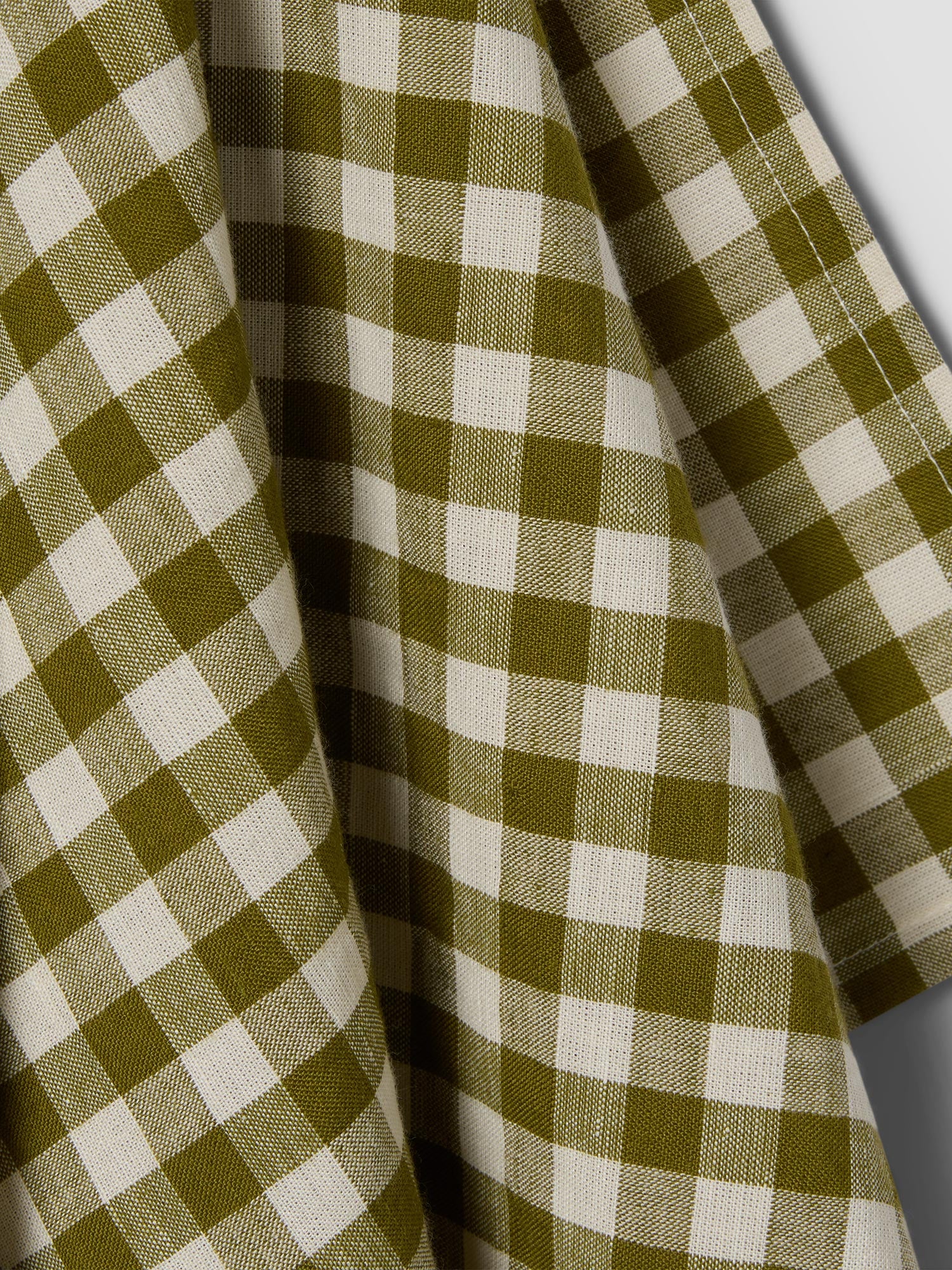 Botanical Green Gingham Linen Blend Tea Towel - Image 2