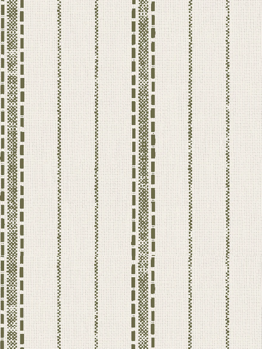 Botanical Green Ticking Stripe Wallpaper - Image 4