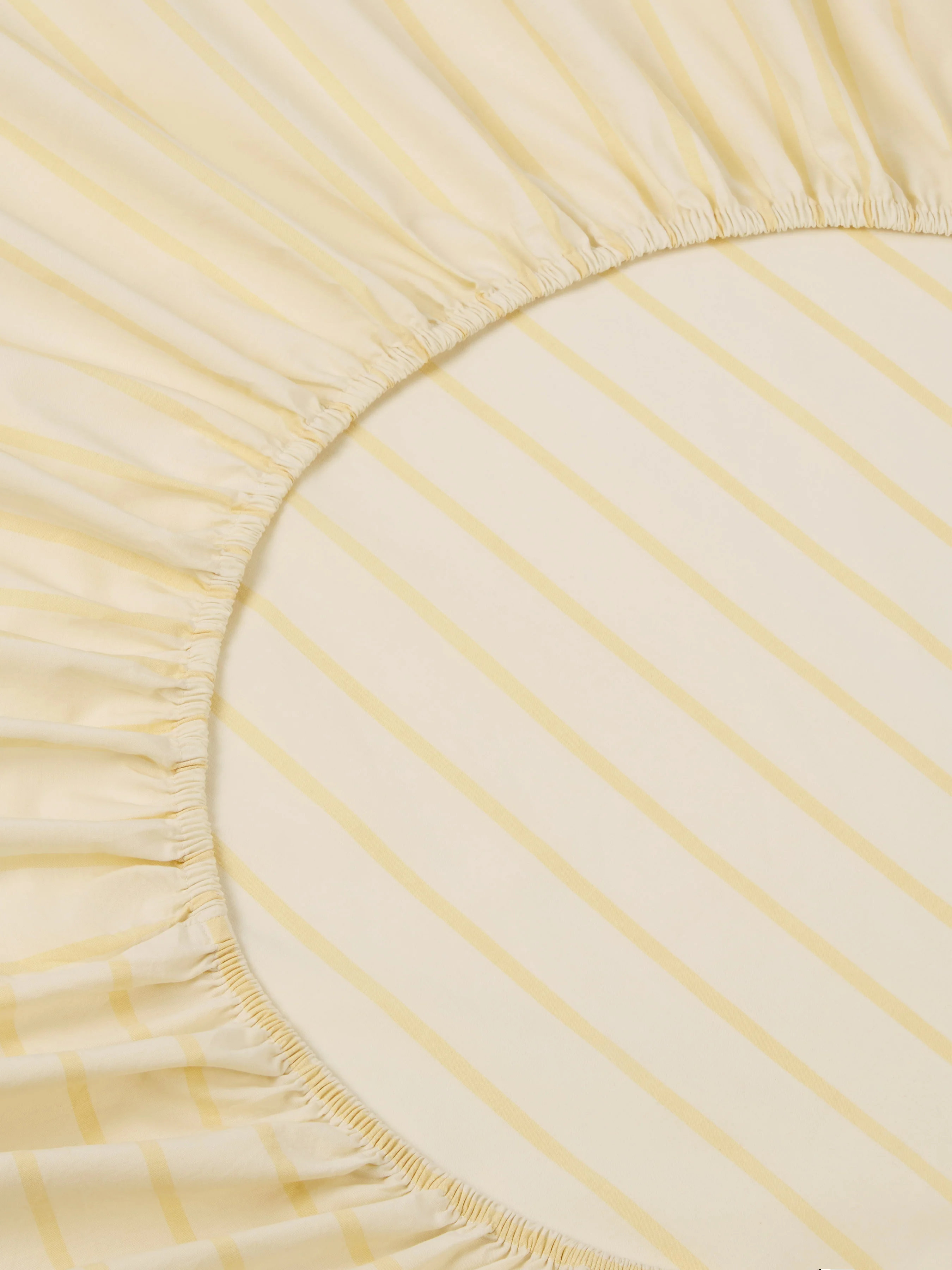 Butter Yellow Slumber Stripe Cotton Fitted Sheet - Image 3