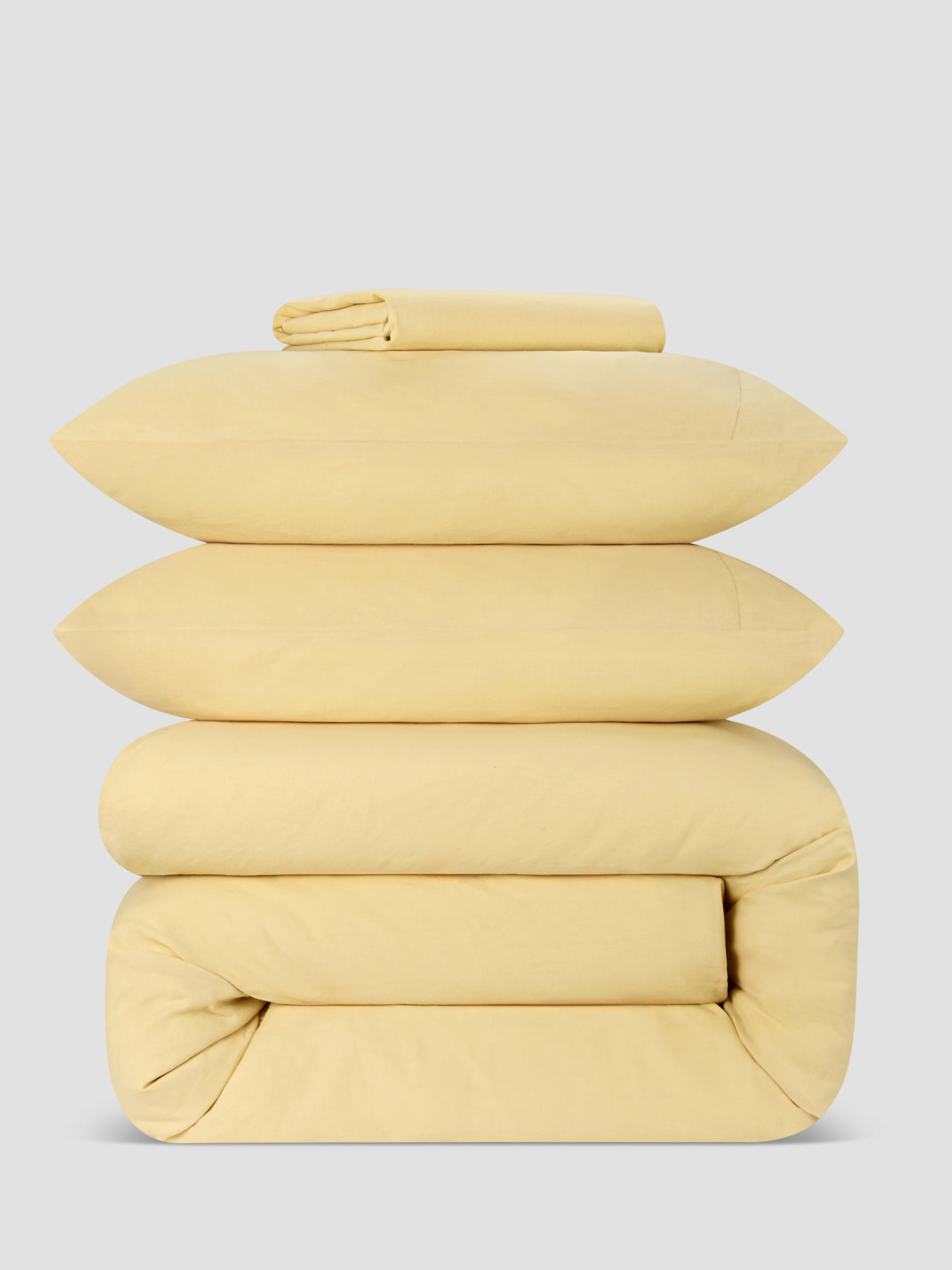 Butter Yellow Linen Blend Bedding Set