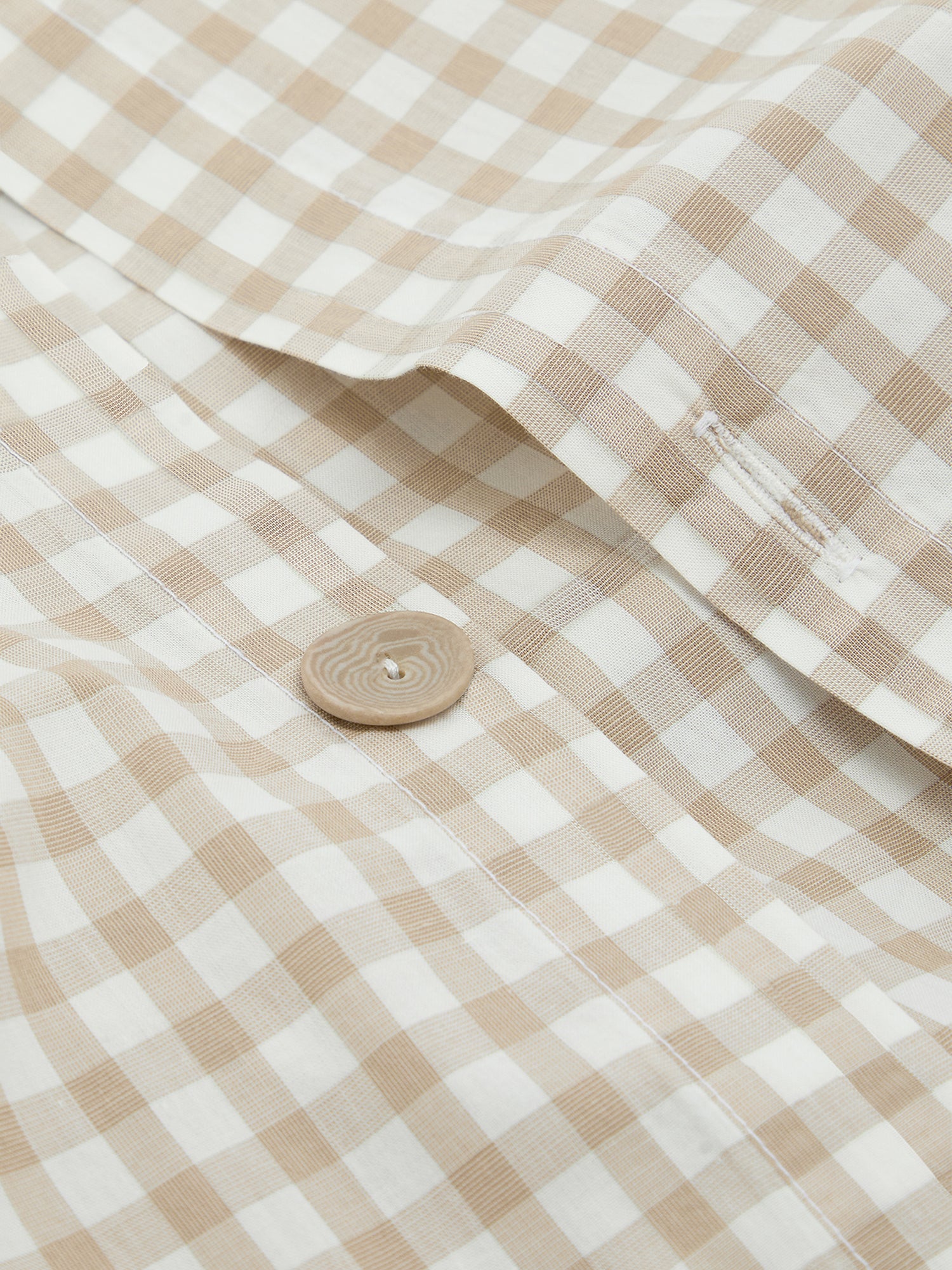 Café au Lait Gingham Washed Cotton Duvet Cover - Image 5