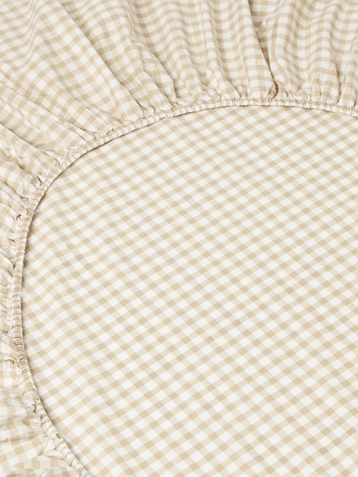 Café au Lait Gingham Kids Cotton Fitted Sheet - Image 2