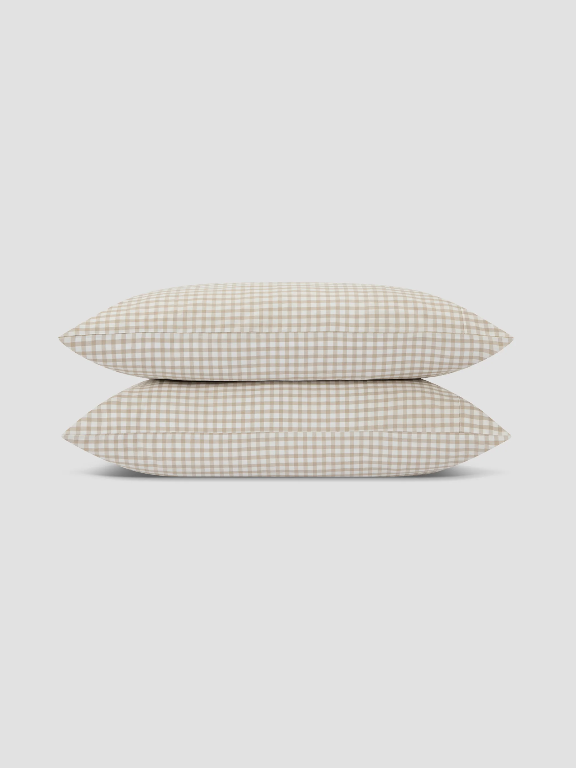 Café au Lait Gingham Washed Cotton Pillowcases (Pair) - Image 2