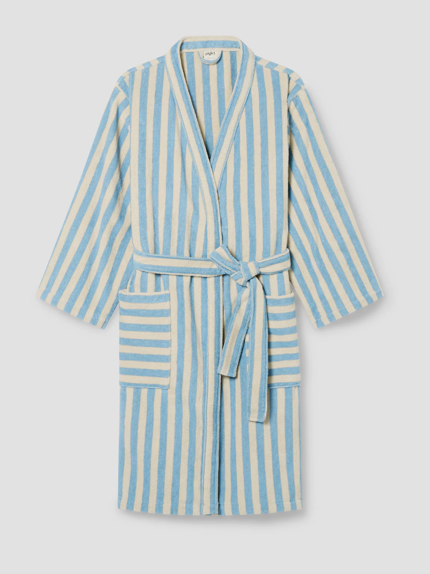Coastal Blue Pembroke Stripe Cotton Robe - Image 2