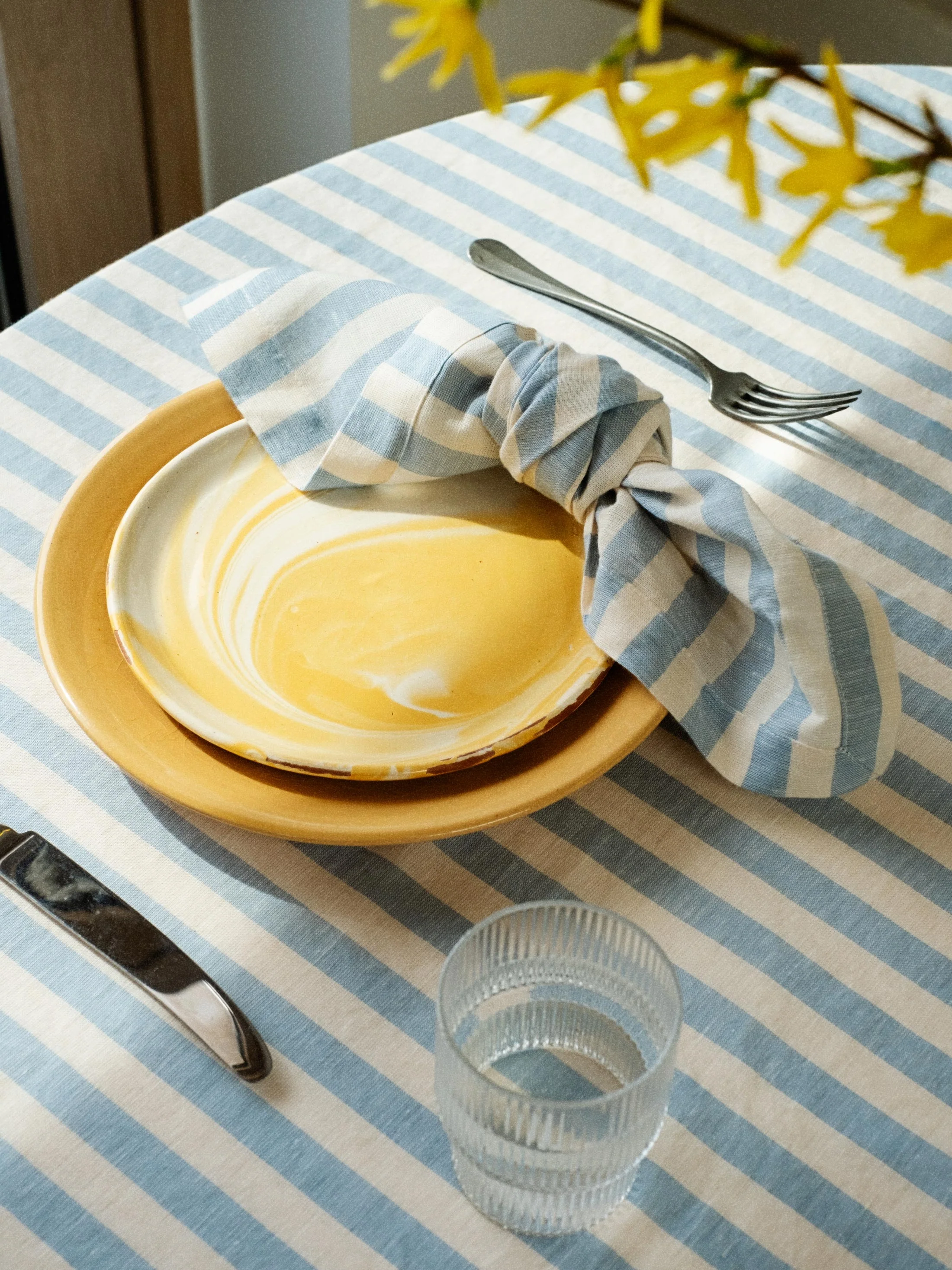 Coastal Blue Pembroke Stripe Linen Blend Napkin Set of 4 - Image 2