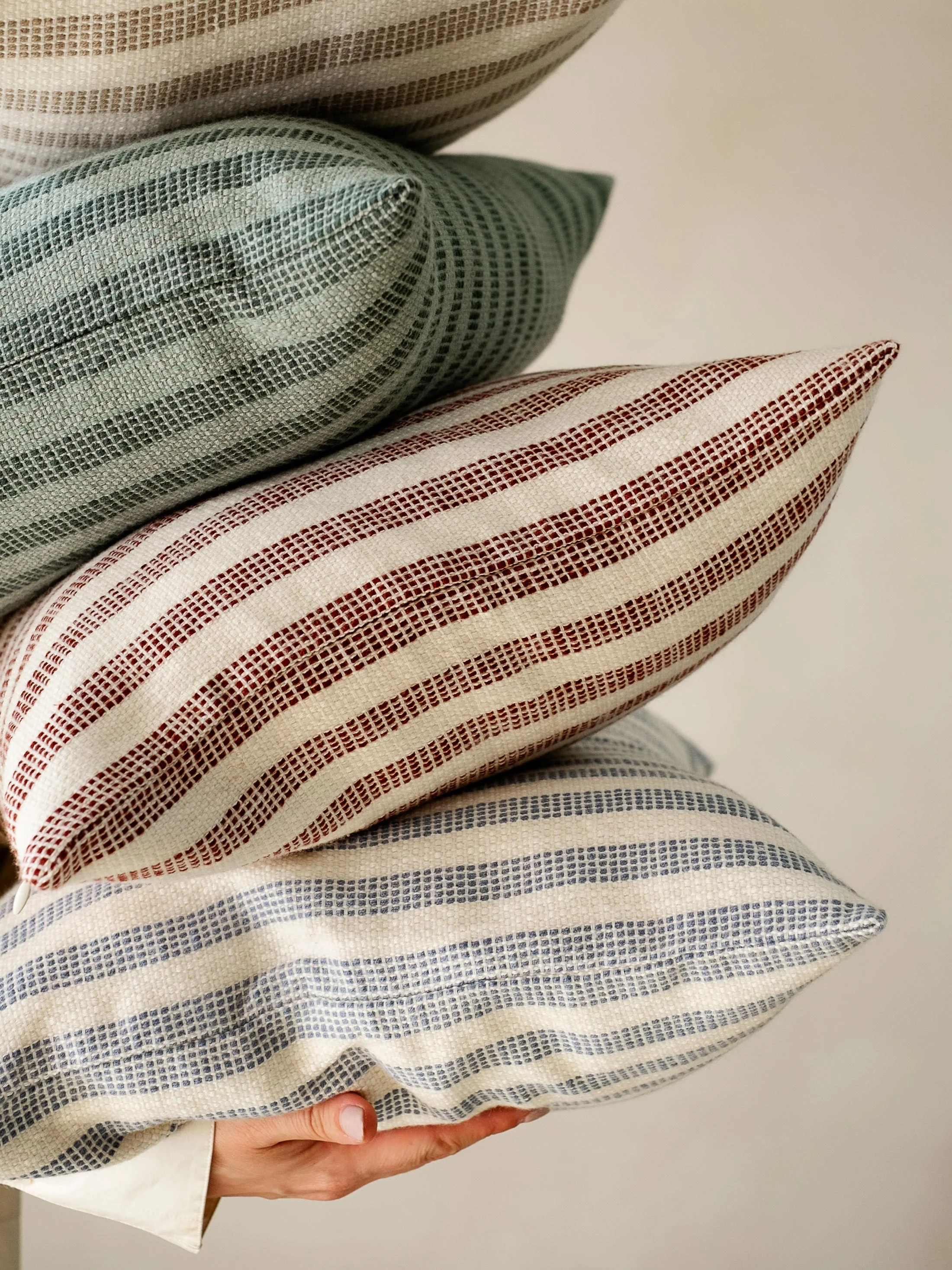 Coastal Blue Pembroke Stripe Wool Cushion Cover - Image 3