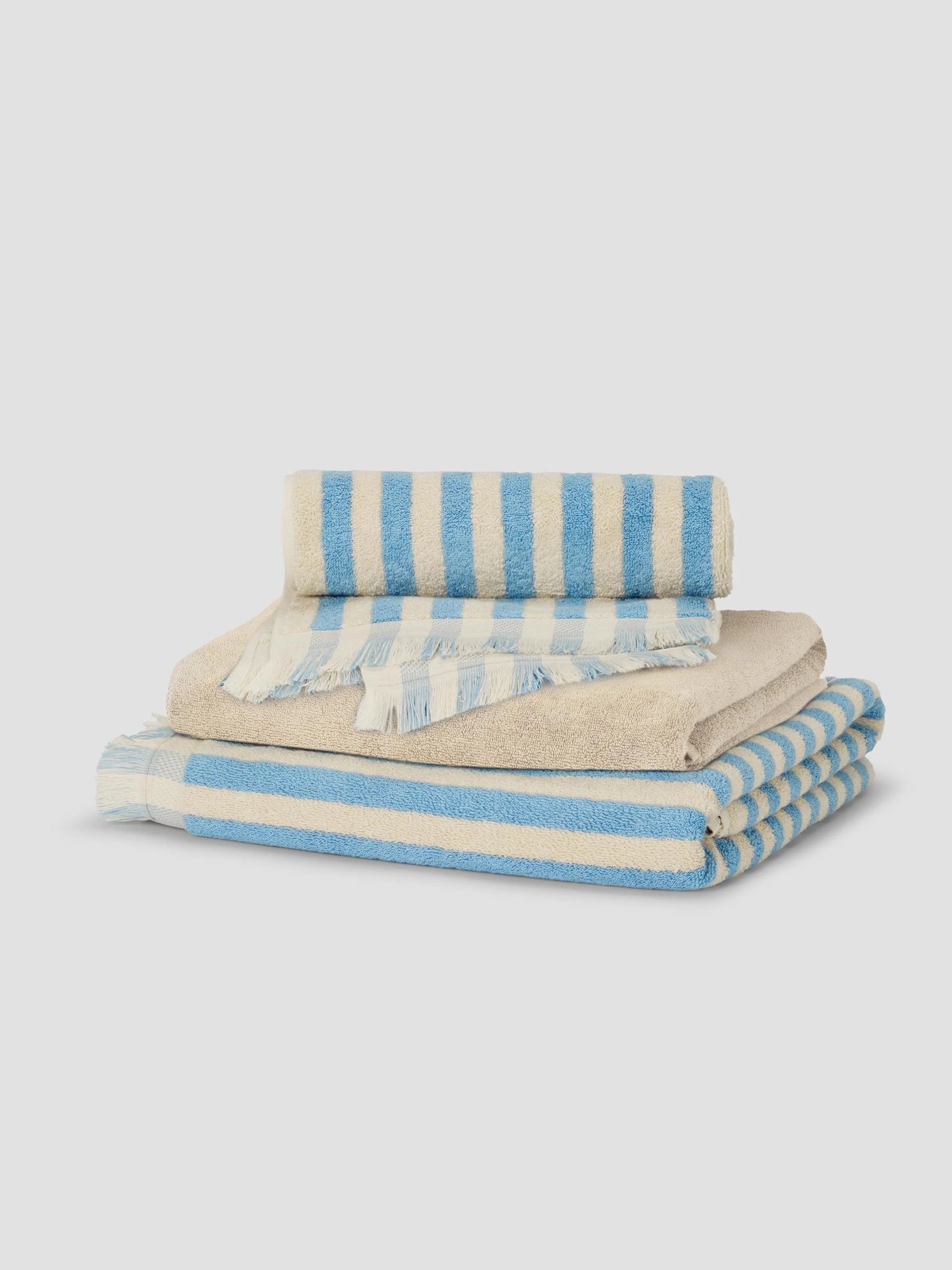 Coastal Blue Stripe & Birch Cotton Towel Bundle