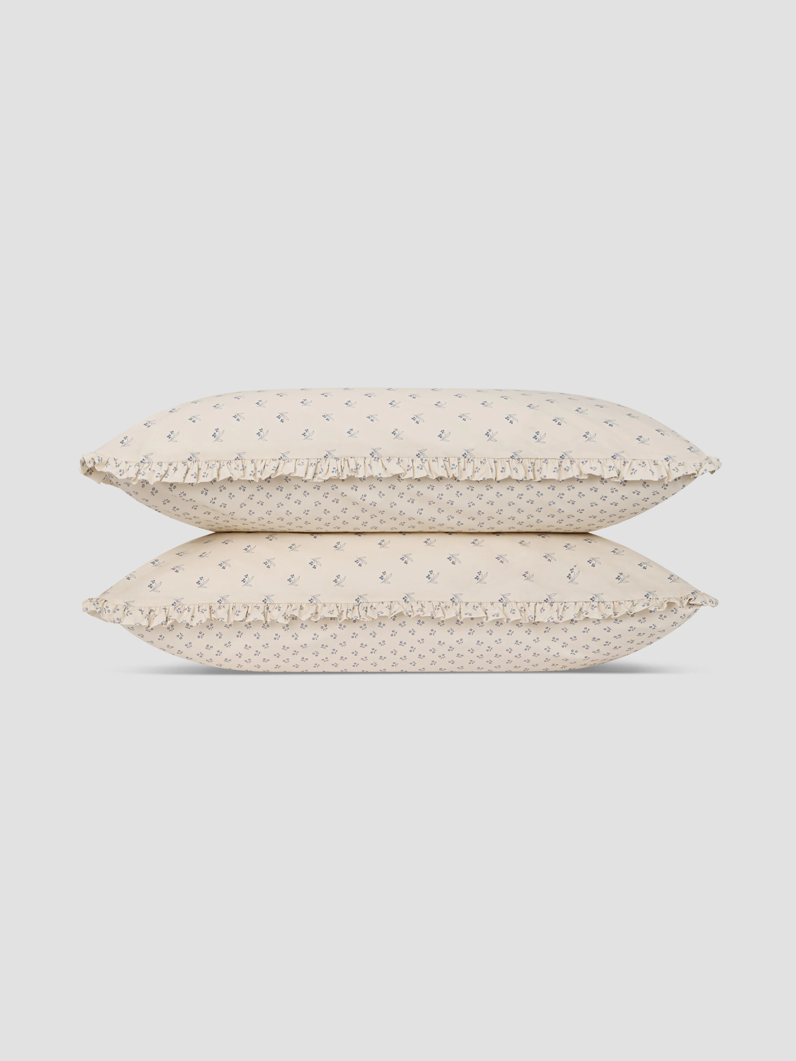 Cove Blue Martha Floral Cotton Frill Pillowcases (Pair) - Image 2