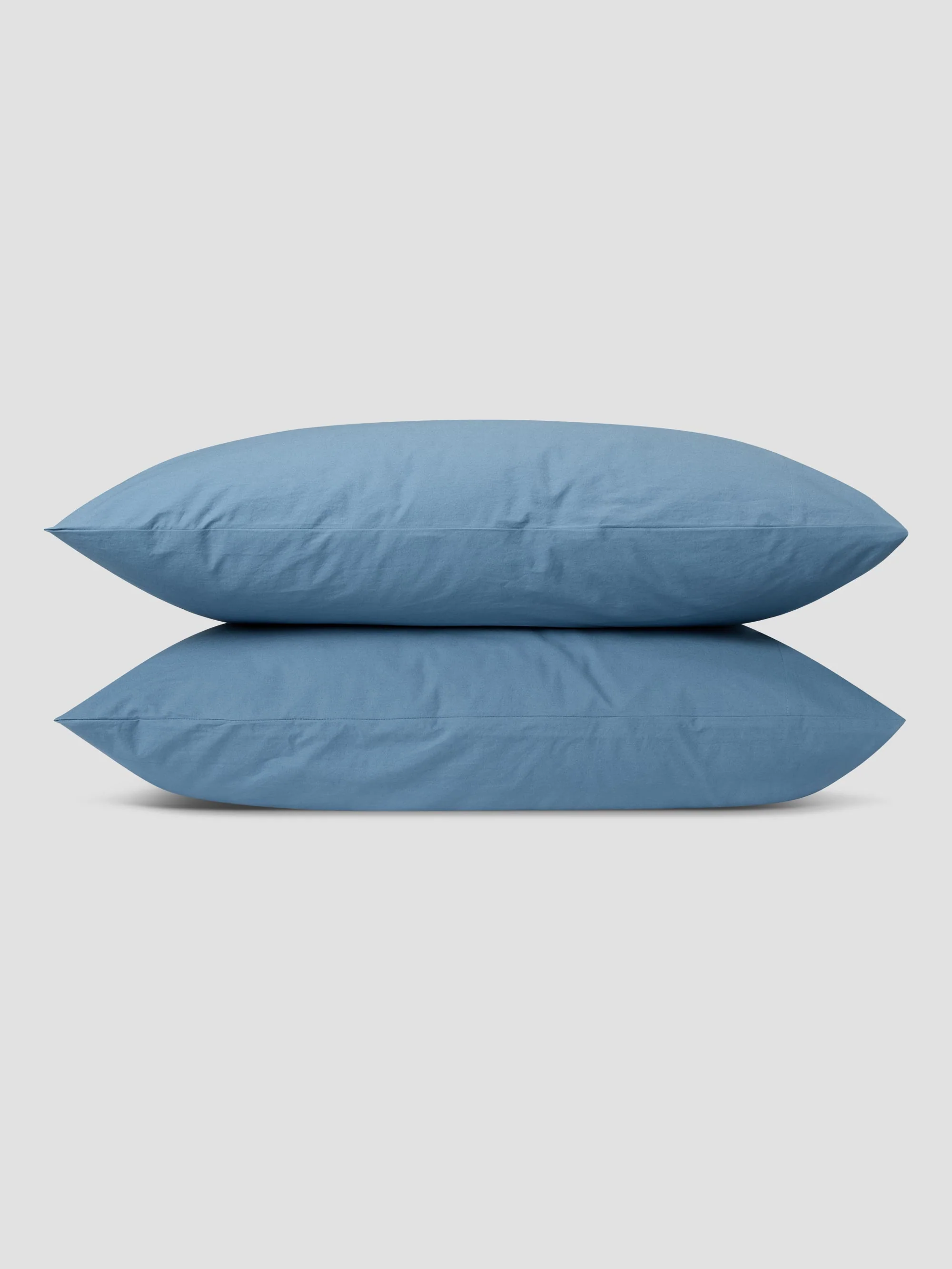 Cove Blue Washed Cotton Percale Pillowcases (Pair) - Image 2