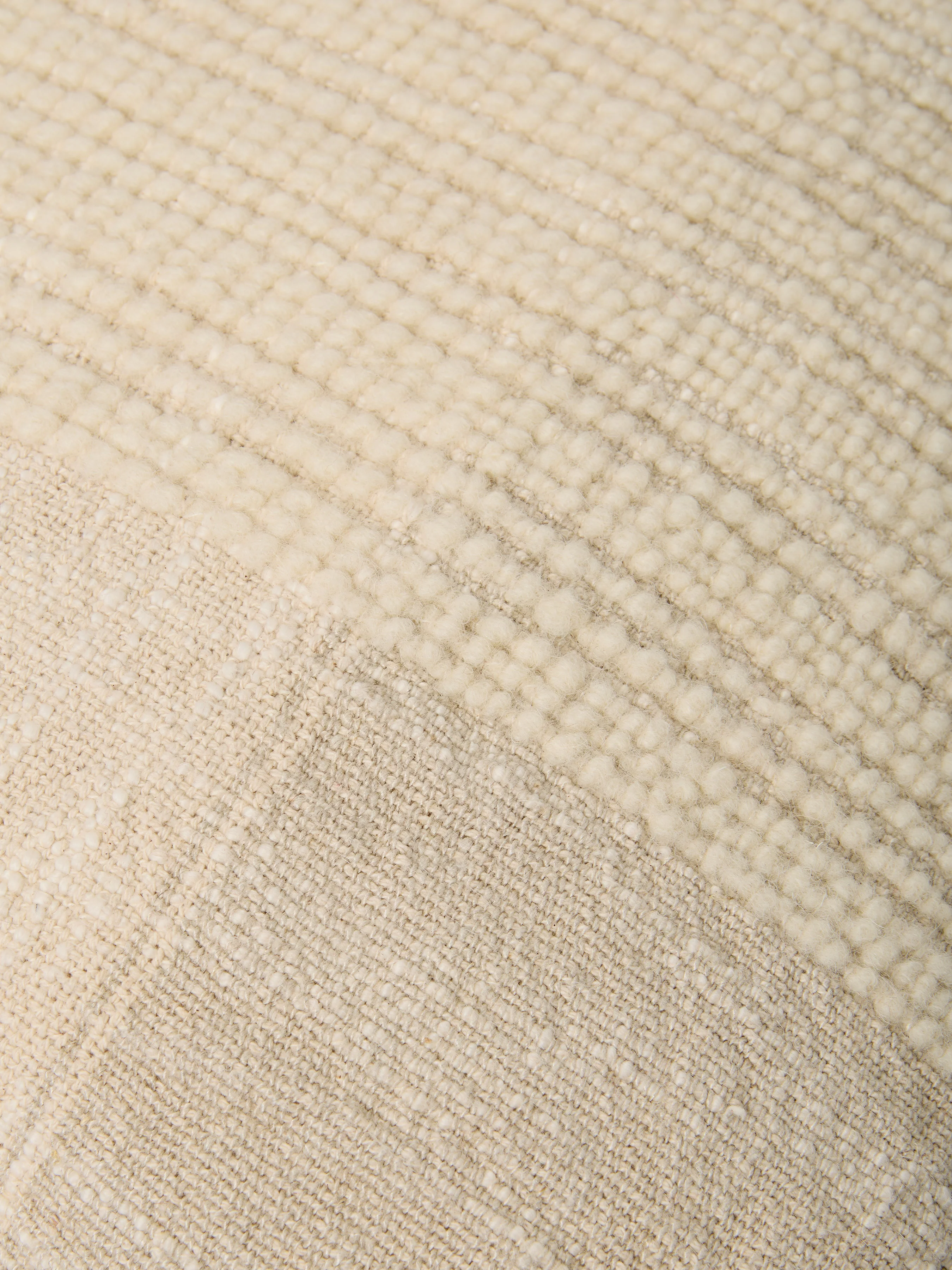 Cream & Oatmeal Soft Cross Weave Wool Rectangle Cushion Cover - Image 2