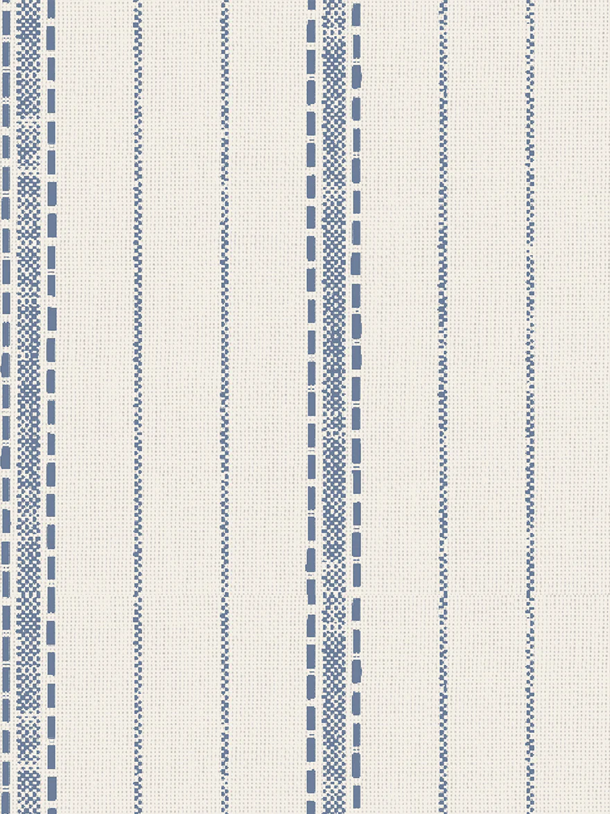 Denim Blue Ticking Stripe Wallpaper - Image 4