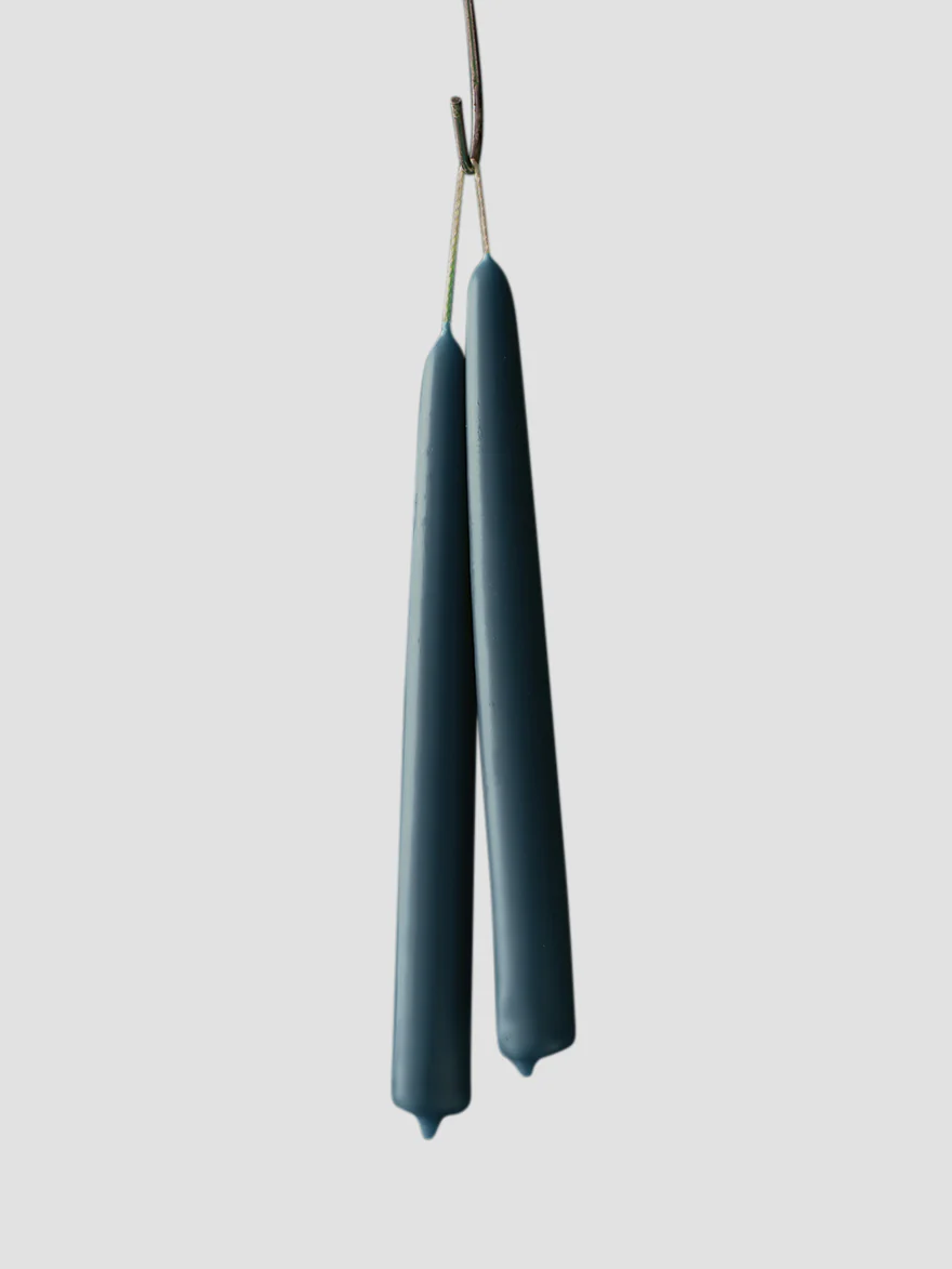 Dove Blue Beeswax Dining Candles Set of 2