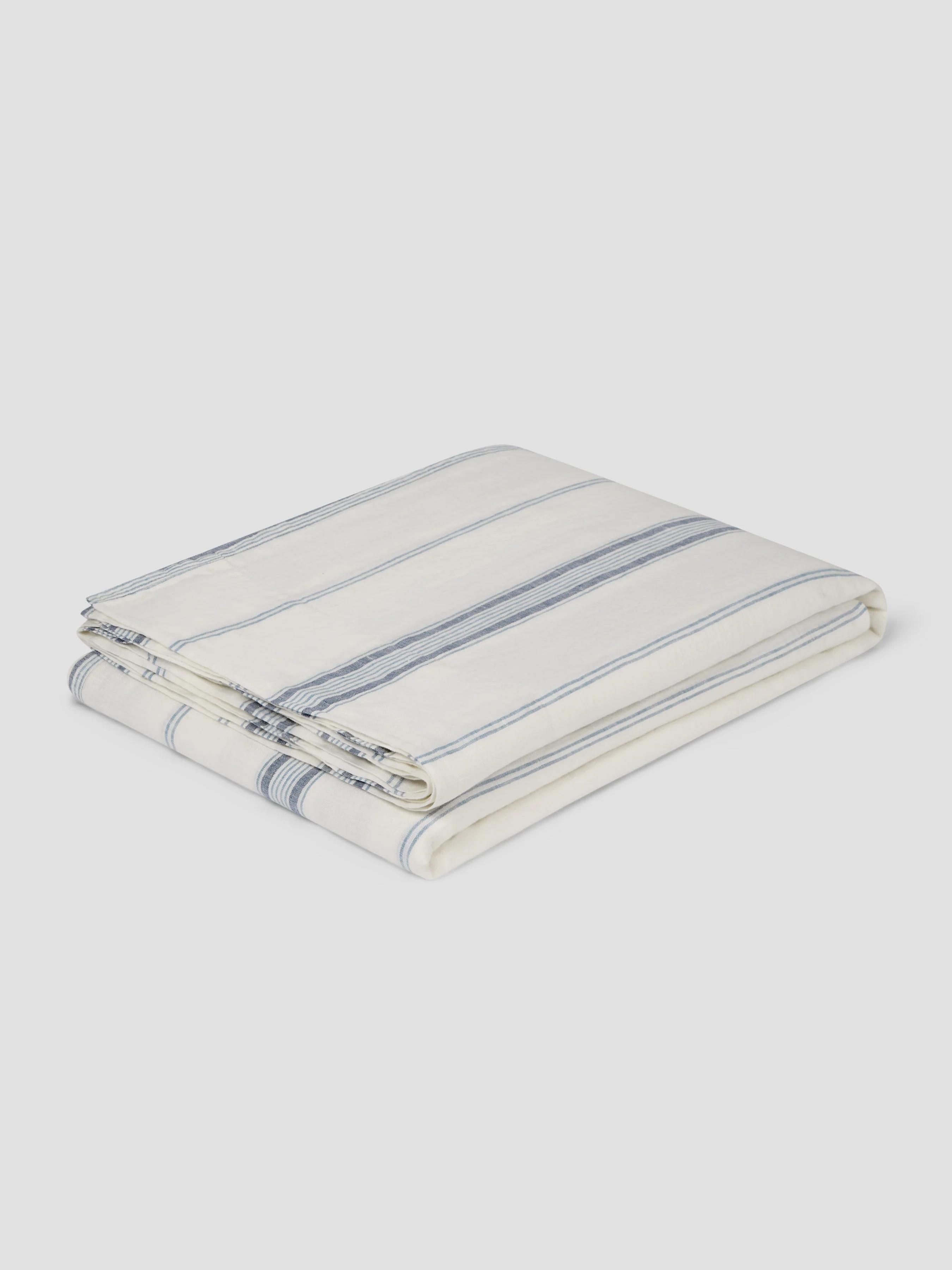 Dusk Blue Farmhouse Stripe 100% Linen Flat Sheet - Image 2