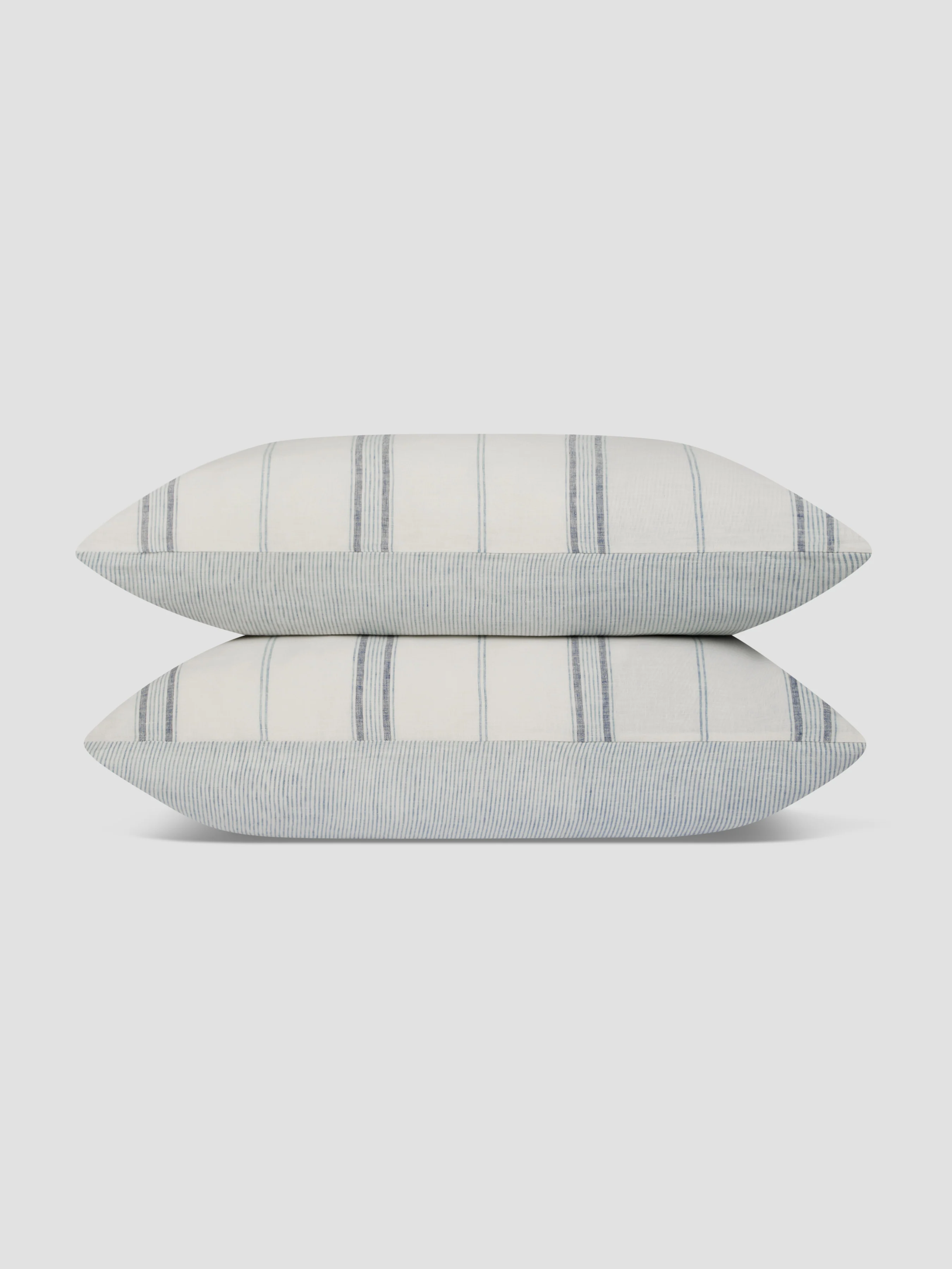 Dusk Blue Farmhouse Stripe 100% Linen Pillowcases (Pair) - Image 2