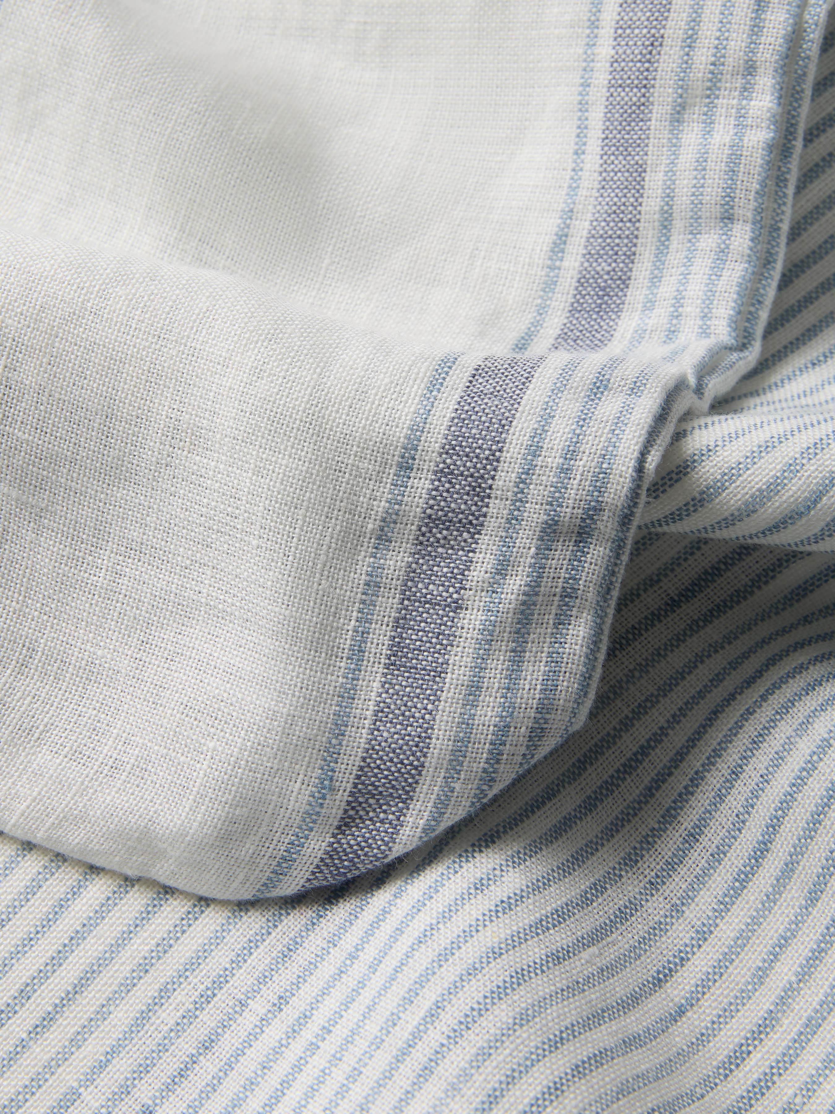 Dusk Blue Farmhouse Stripe 100% Linen Flat Sheet - Image 3
