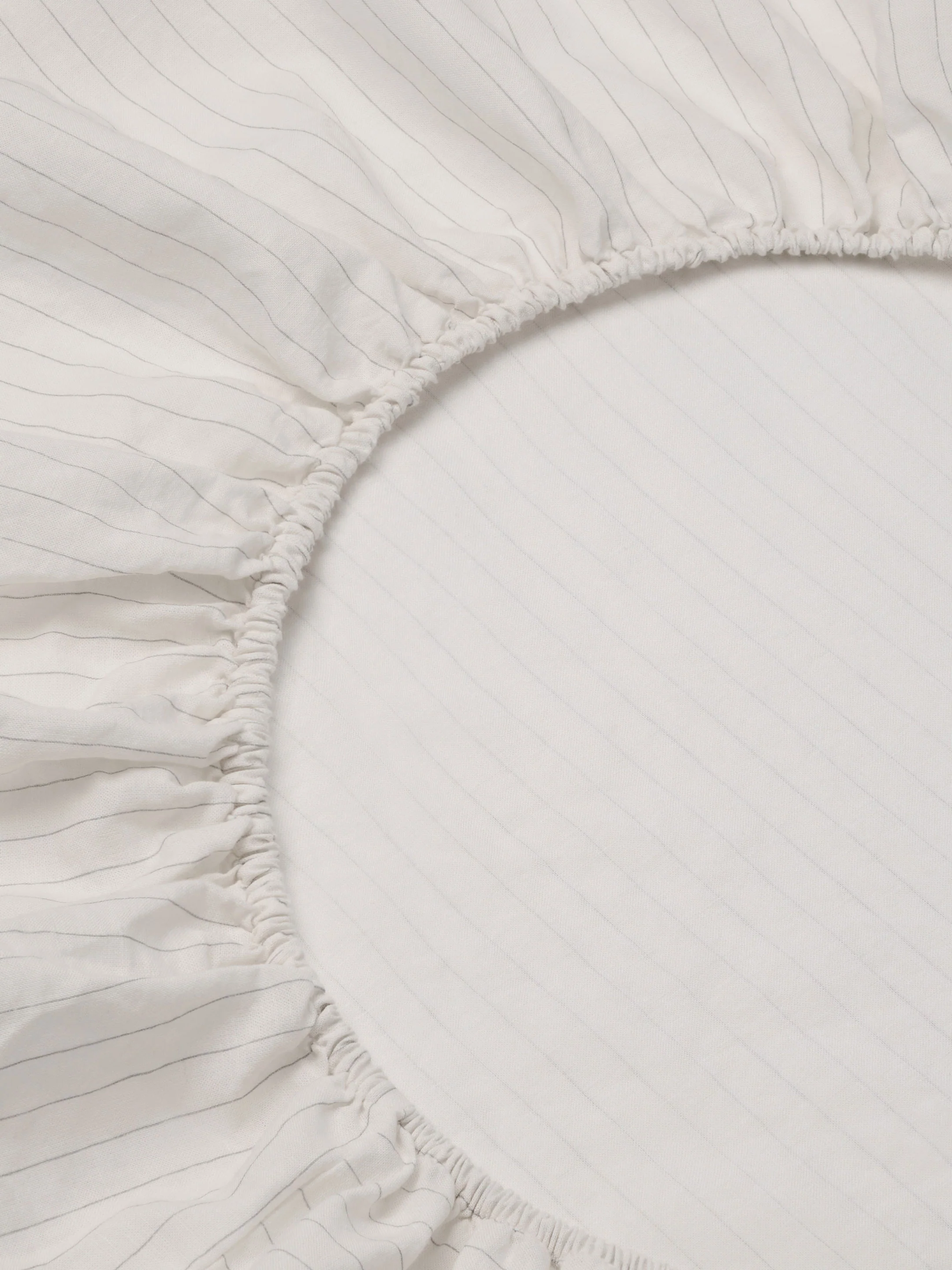 Dusk Blue Folk Stripe Linen Blend Fitted Sheet - Image 2