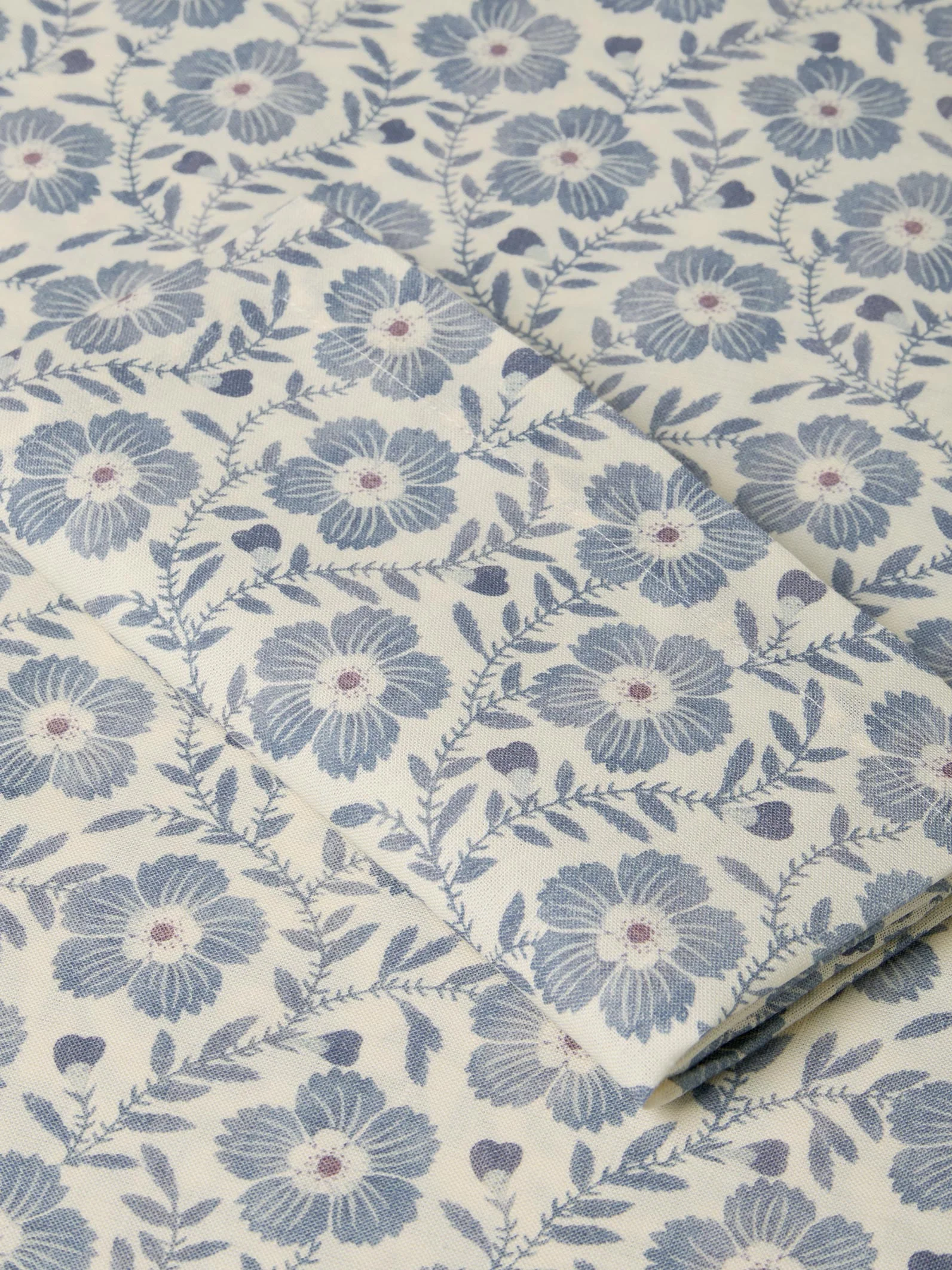 Dusk Blue Folk Floral Linen Blend Napkins Set of 4 - Image 3
