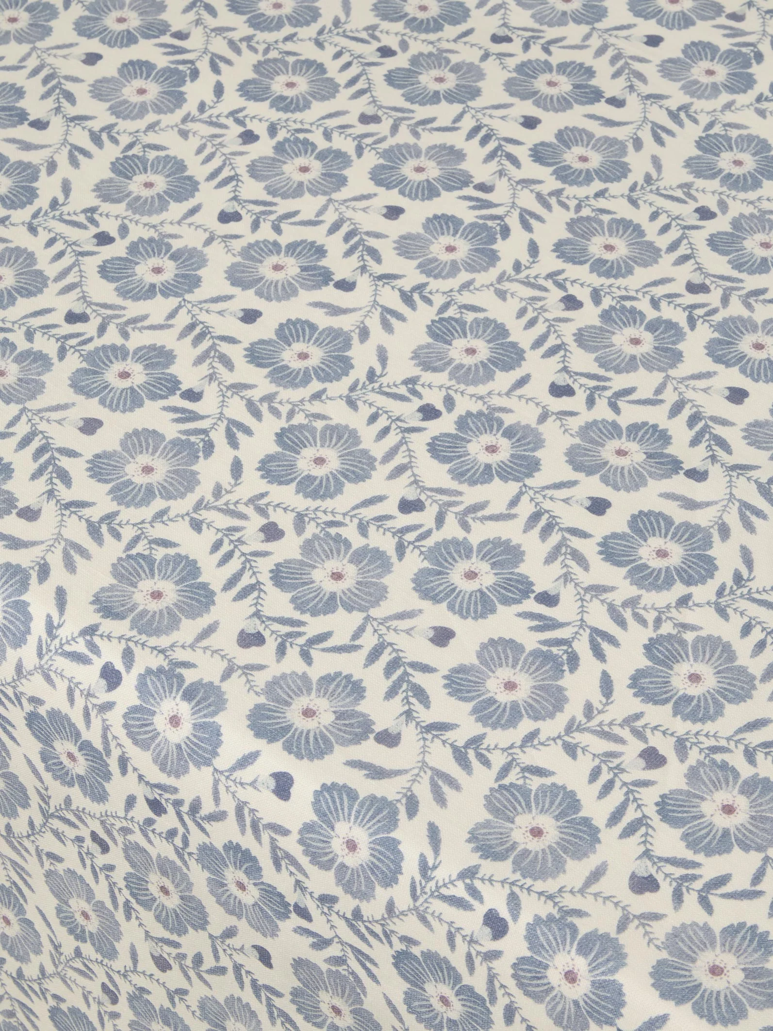 Dusk Blue Folk Floral Linen Blend Tablecloth - Image 2