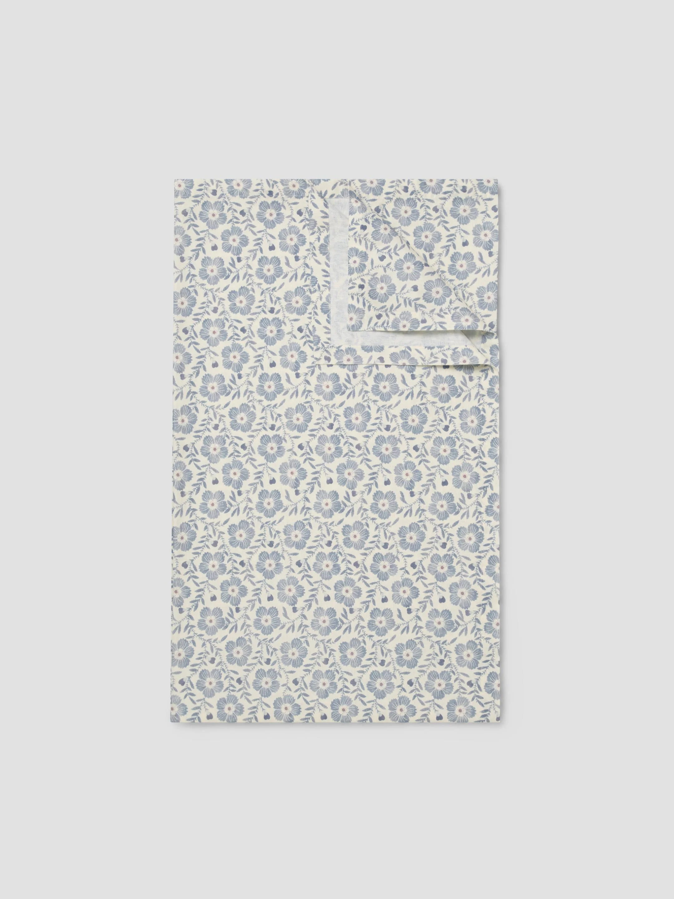 Dusk Blue Folk Floral Linen Blend Tablecloth - Image 3