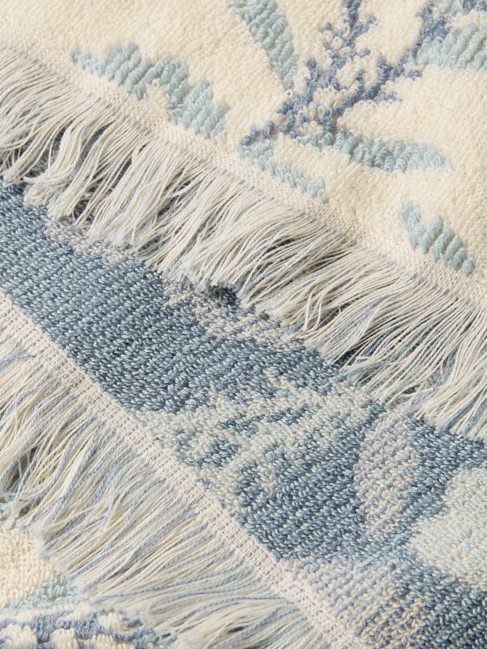 Dusk Blue Folk Floral Cotton Towels - Image 4