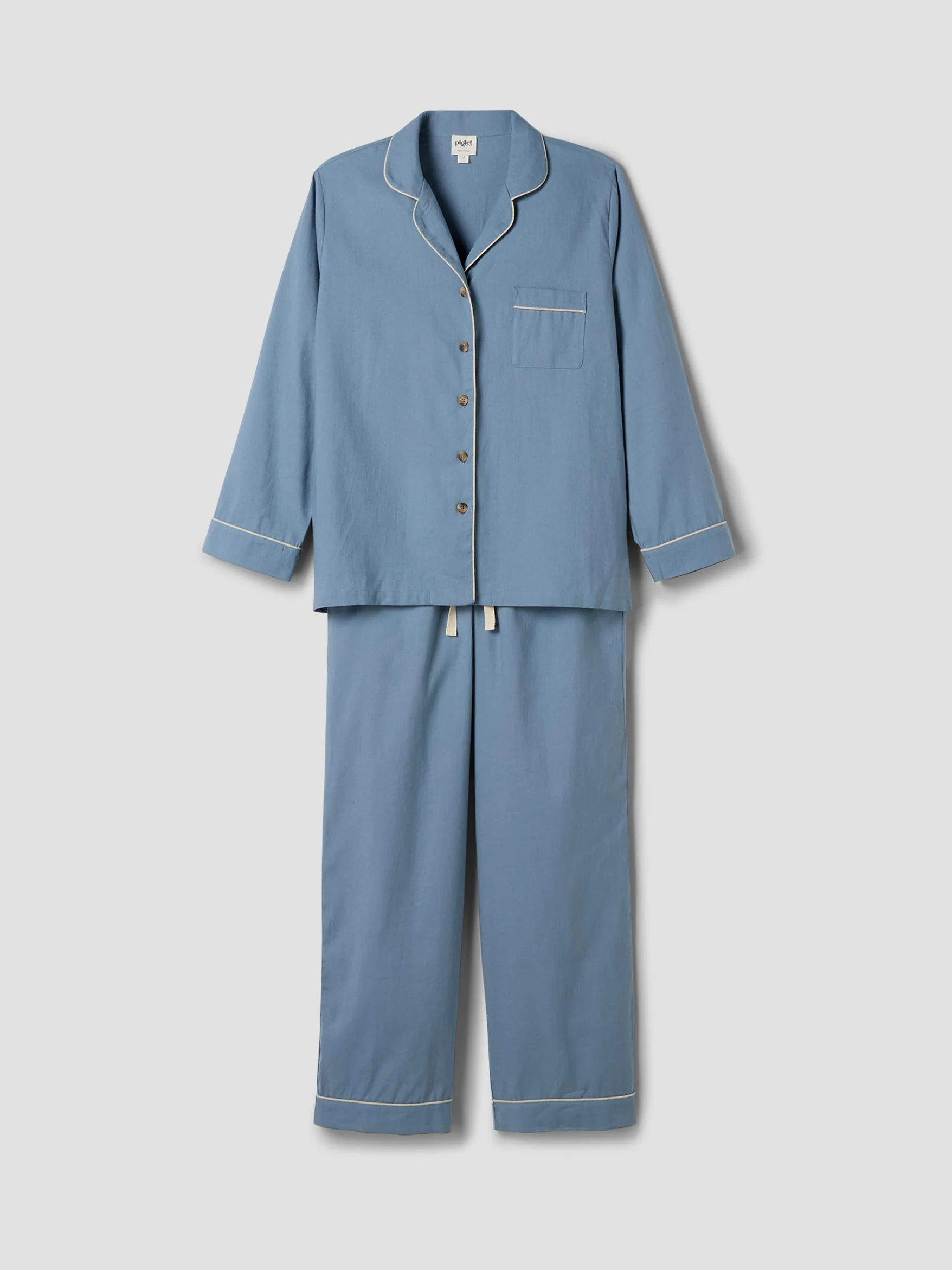 Dusk Blue Linen Blend Pajama Set