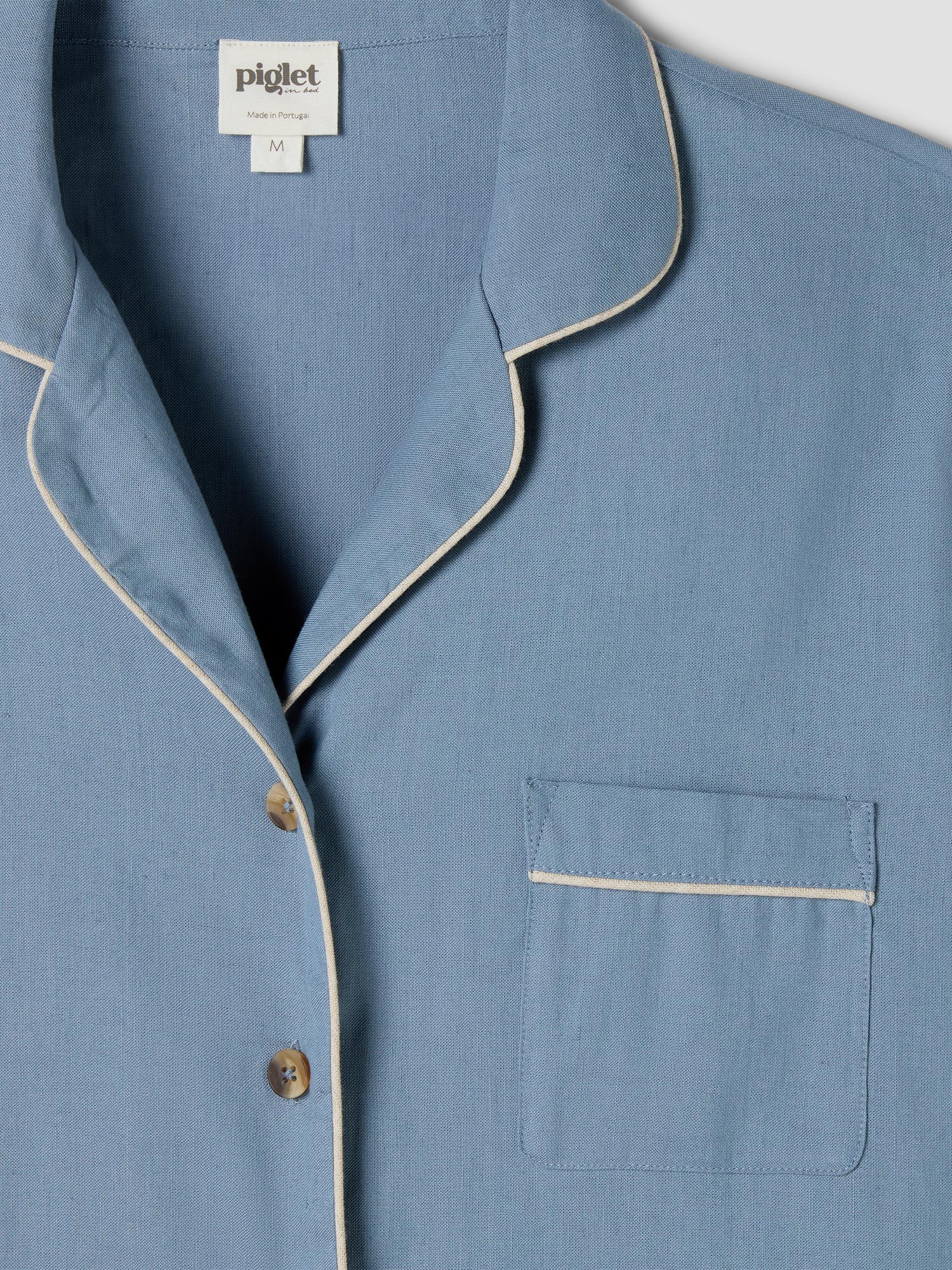 Dusk Blue Linen Blend Pajama Set - Image 2