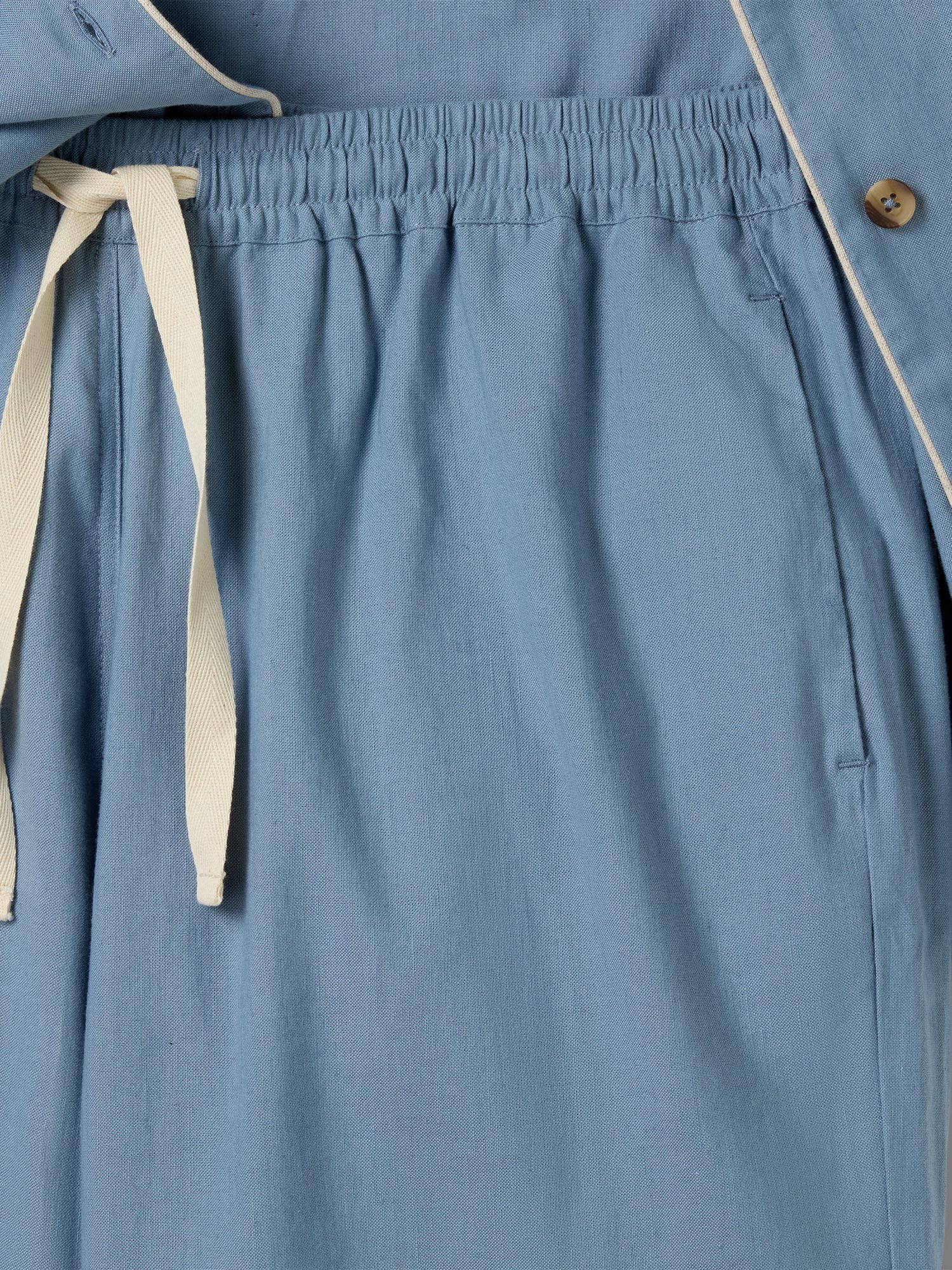 Dusk Blue Linen Blend Pajama Set - Image 3