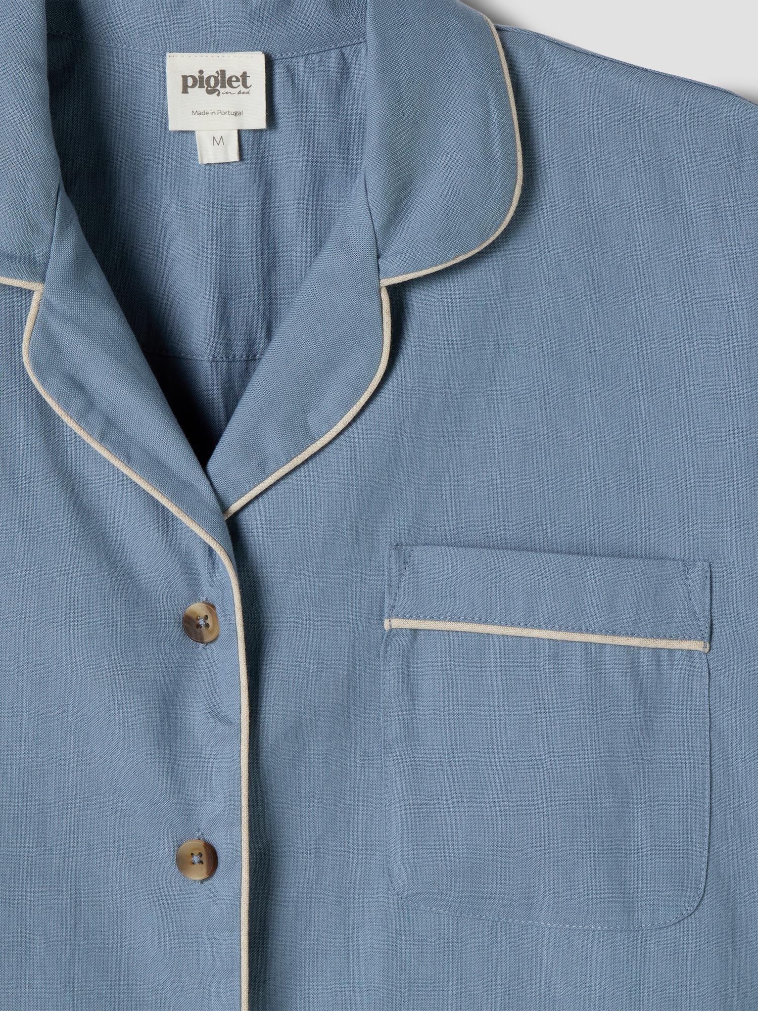 Dusk Blue Linen Blend Pajama Short Set - Image 2