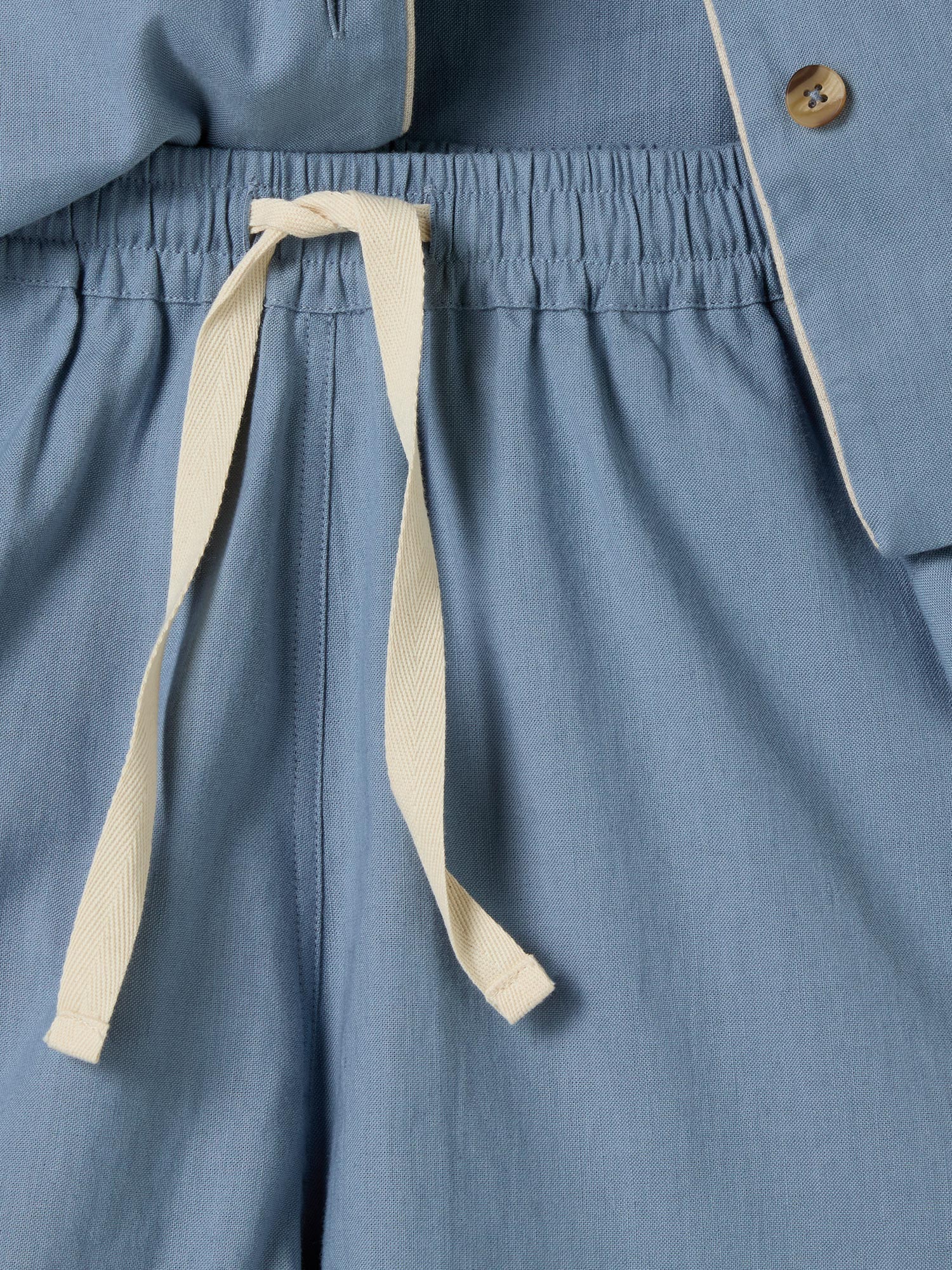 Dusk Blue Linen Blend Pajama Short Set - Image 3