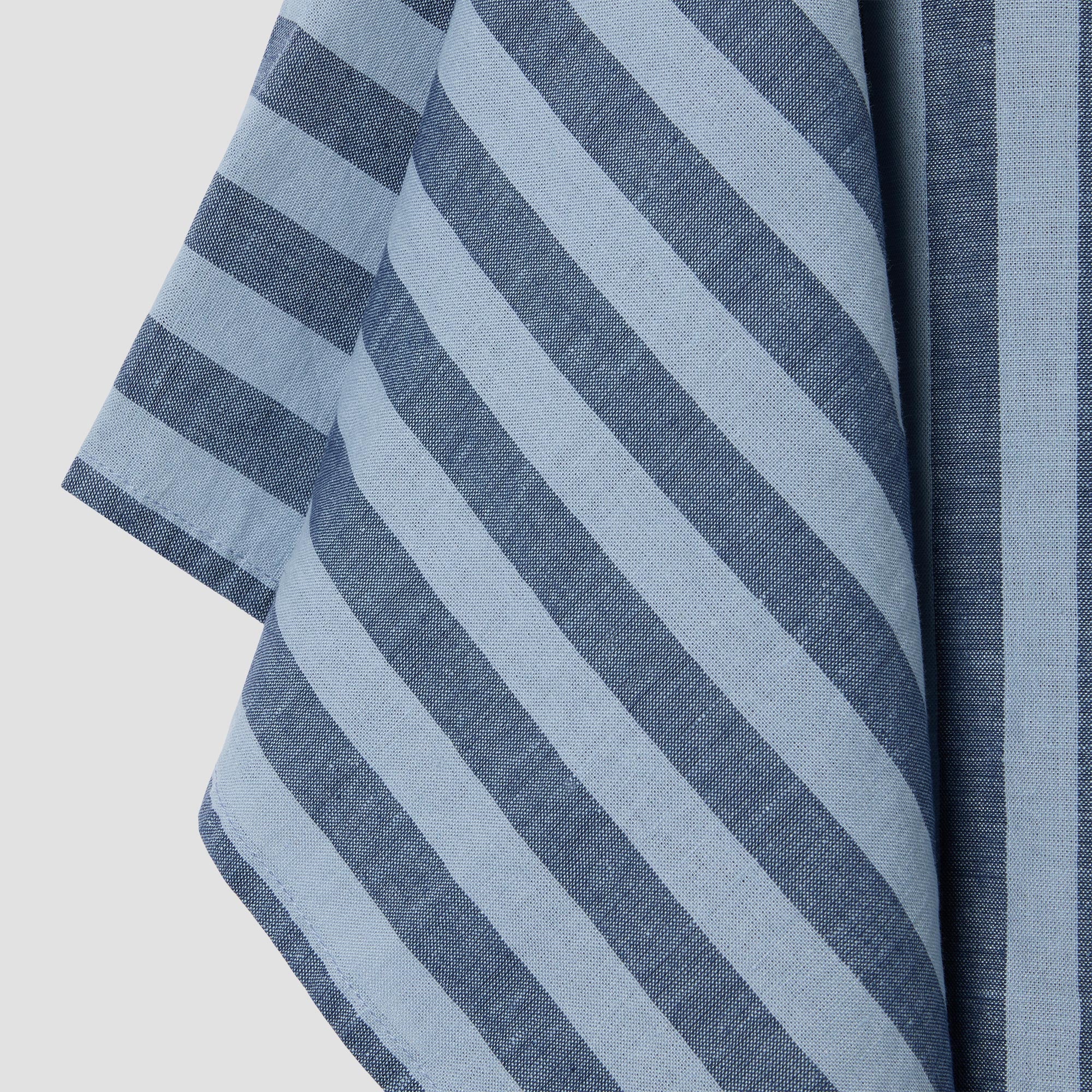 Dusty Blue Pembroke Stripe Linen Blend Tea Towel - Image 2