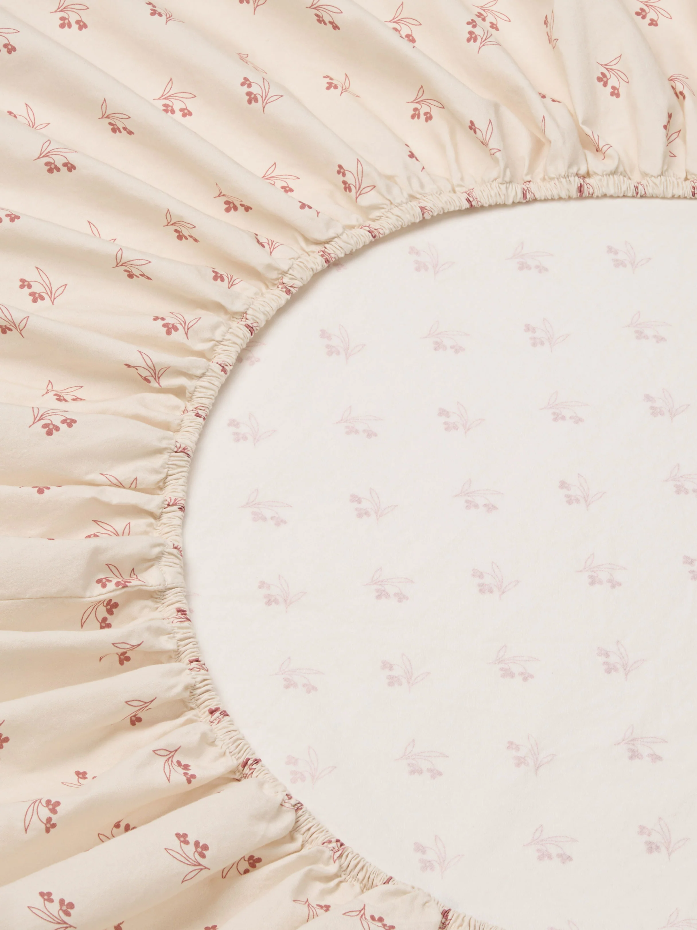 Dusty Pink Martha Floral Cotton Fitted Sheet - Image 2