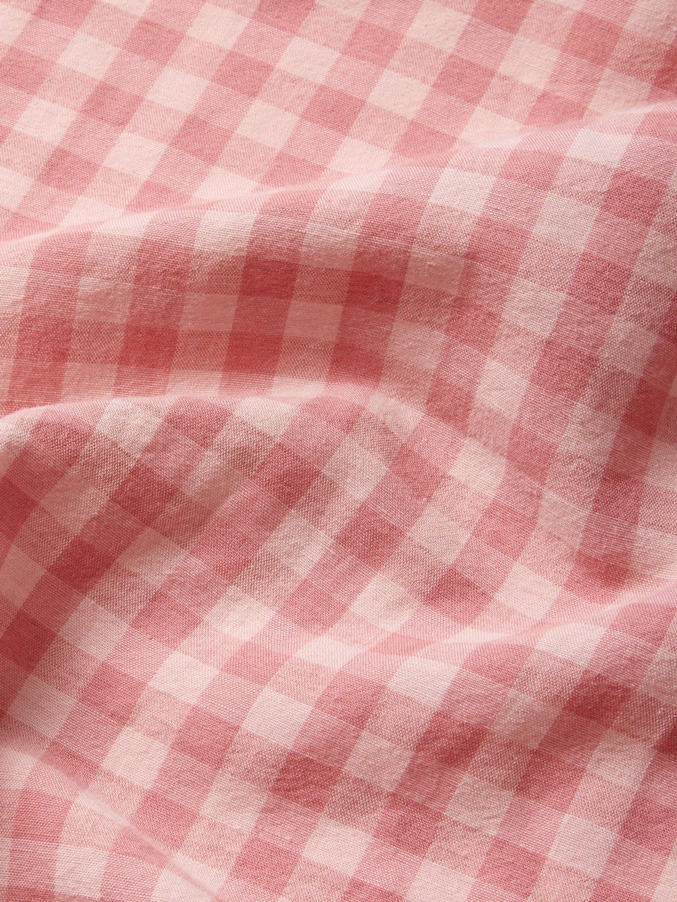 Dusty Pink & Rose Color Drenched Gingham Linen Blend Fitted Sheet - Image 4
