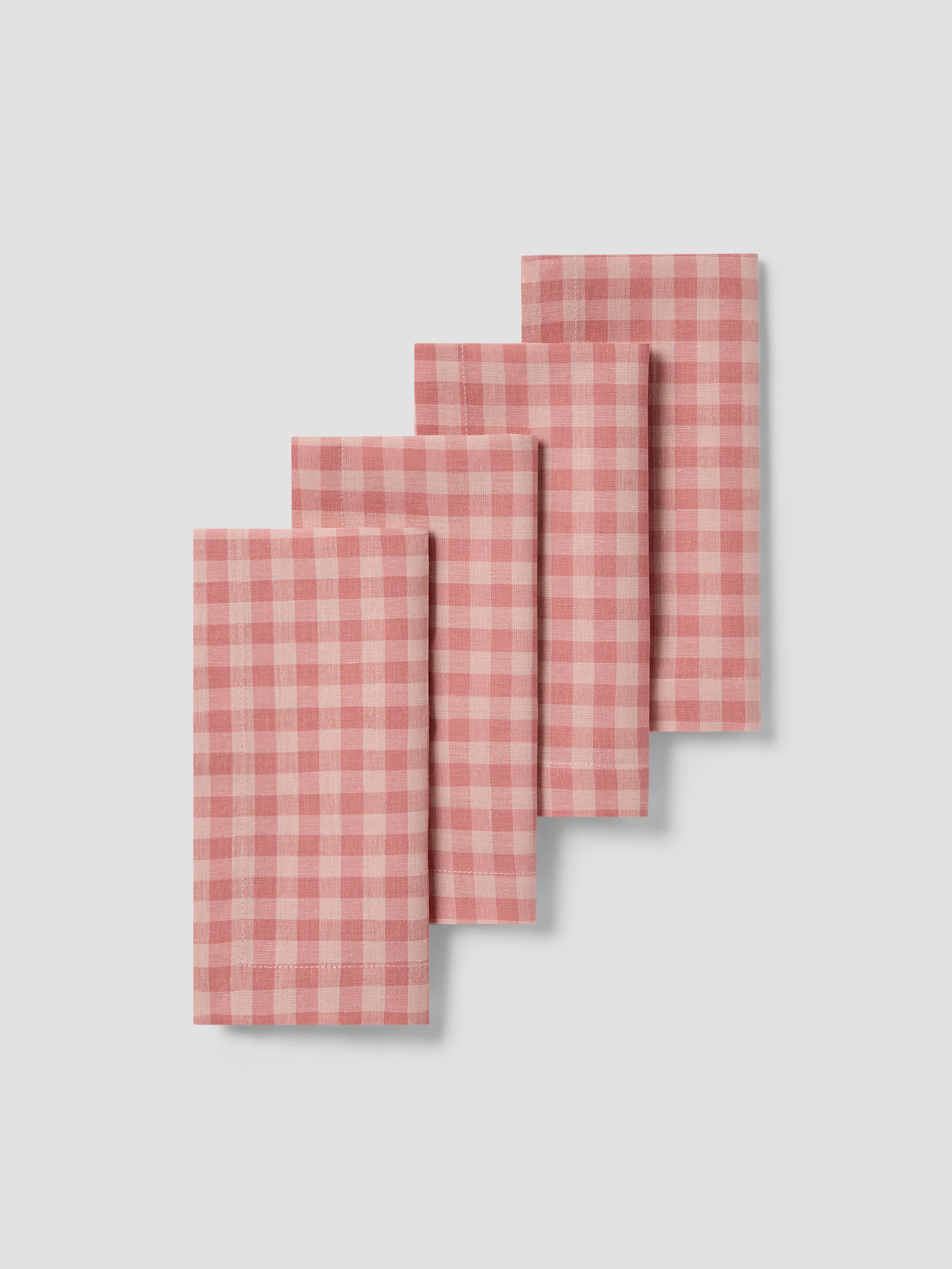 Dusty Pink & Rose Gingham Linen Blend Napkins Set of 4