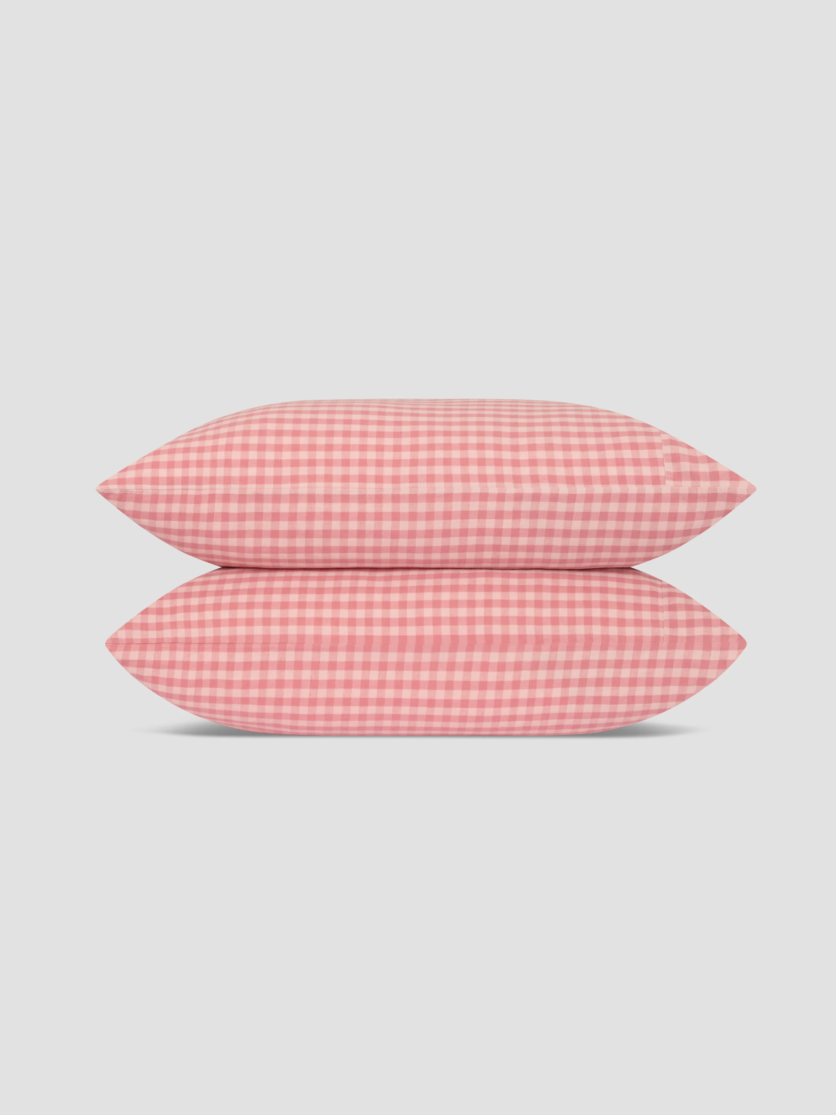 Dusty Pink & Rose Color Drenched Gingham Linen Blend Pillowcases (Pair) - Image 3