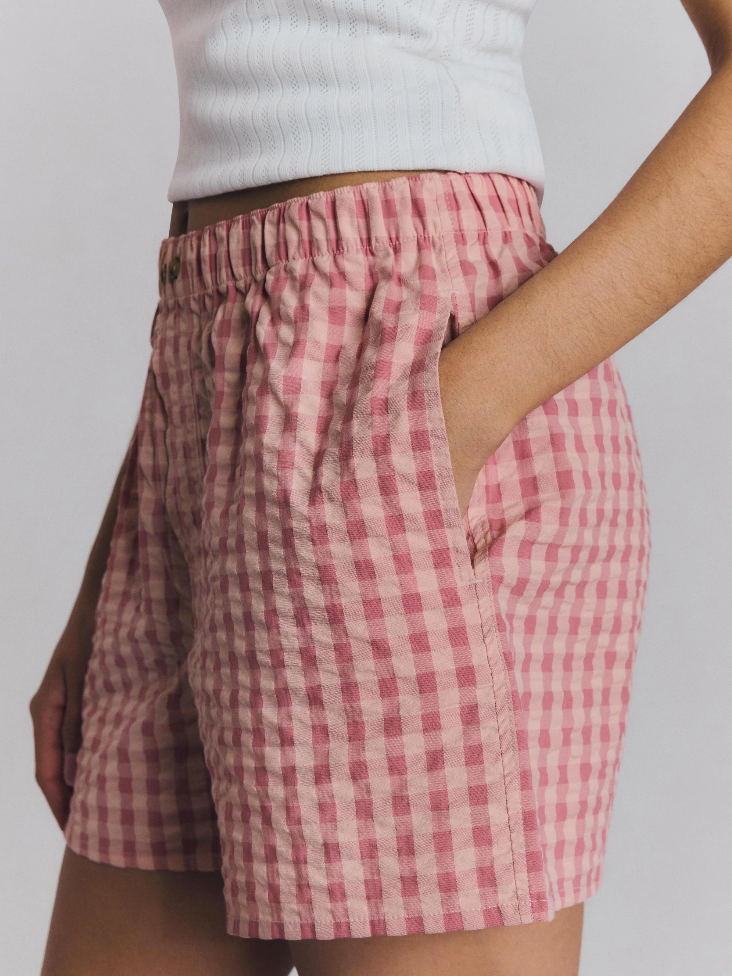 Dusty Pink & Rose Gingham Cotton Boxer Shorts - Image 2
