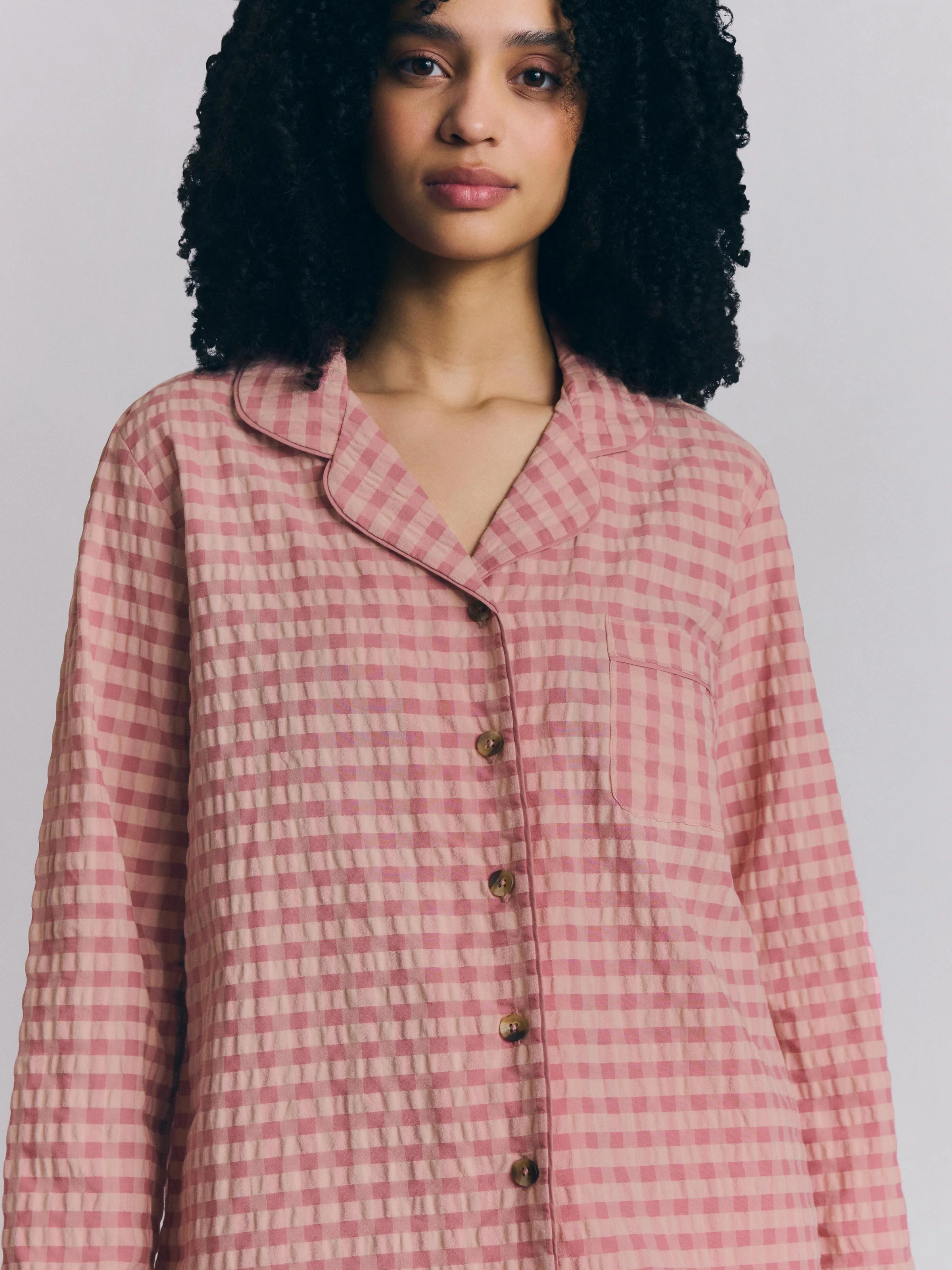 Dusty Pink & Rose Gingham Cotton Pants Set - Image 2