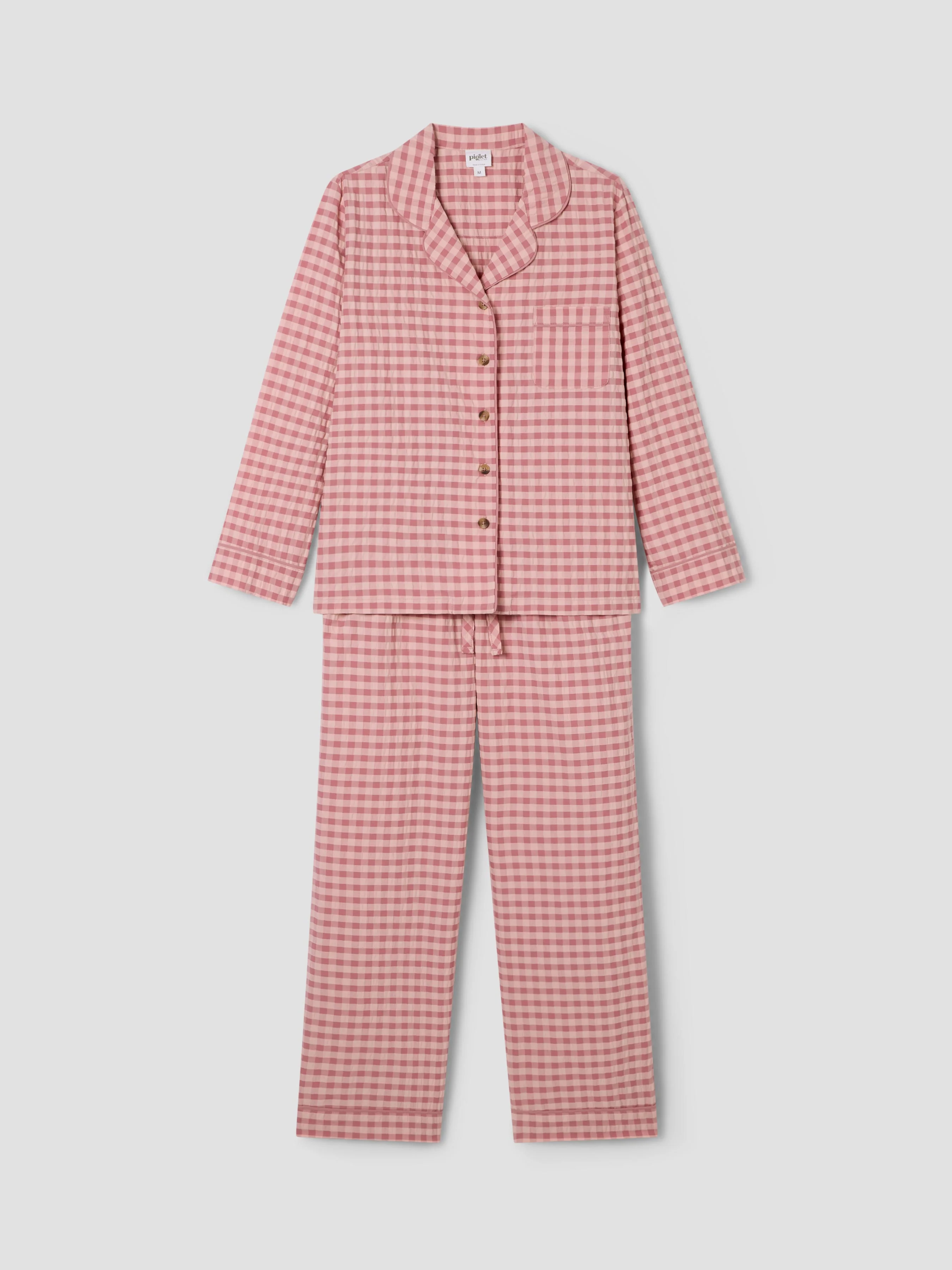 Dusty Pink & Rose Gingham Cotton Pants Set - Image 4